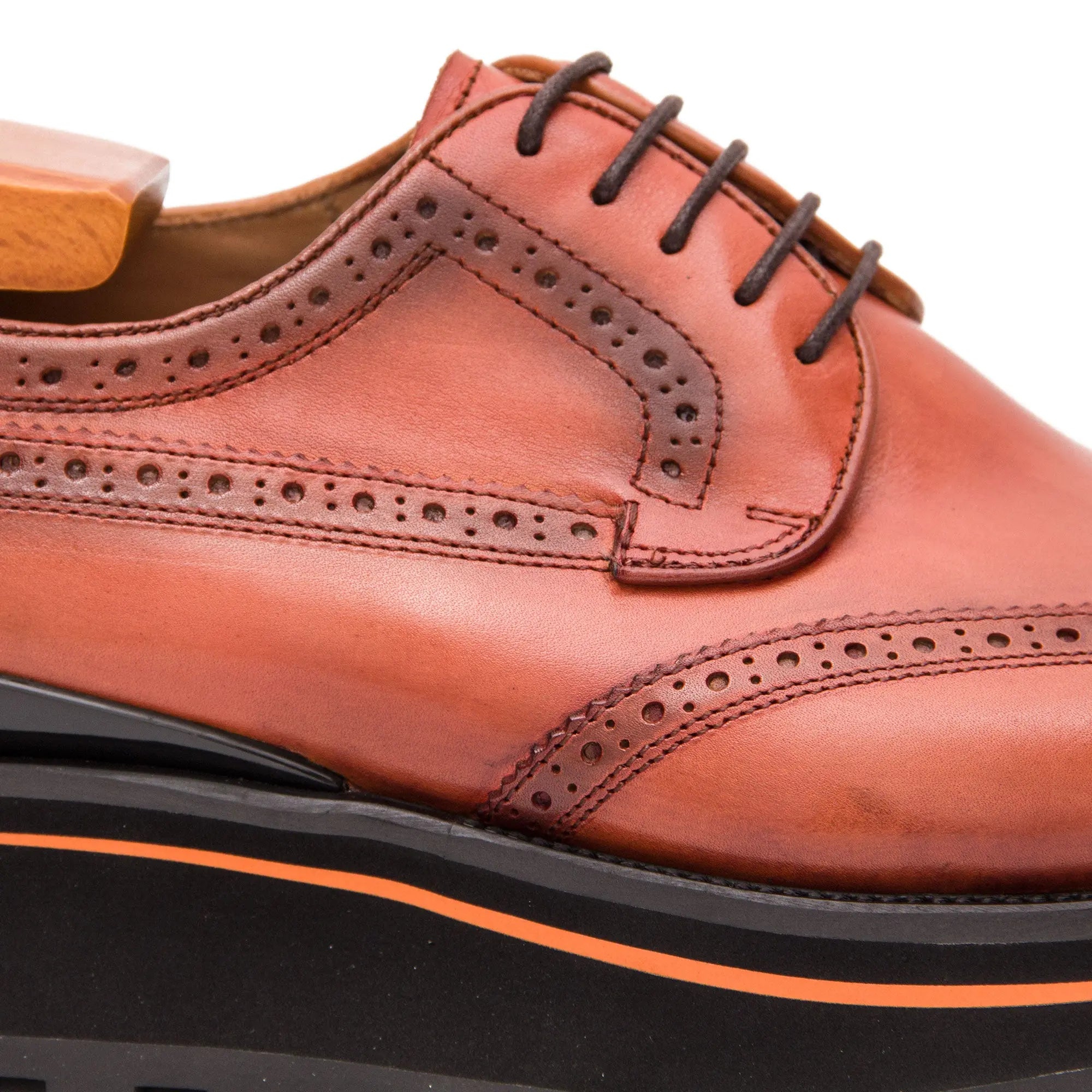 Thick-soled calfskin formal brogue derby shoes - Divinch