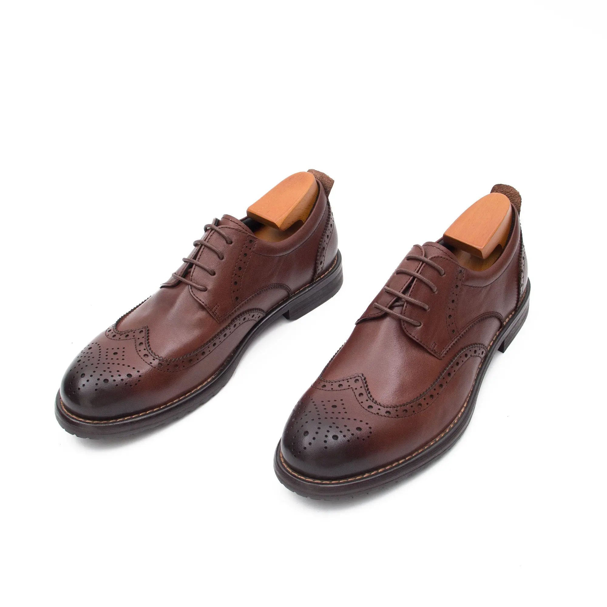 Brogues Hand Washed Leather Derby Shoes 9165-1 - Divinch