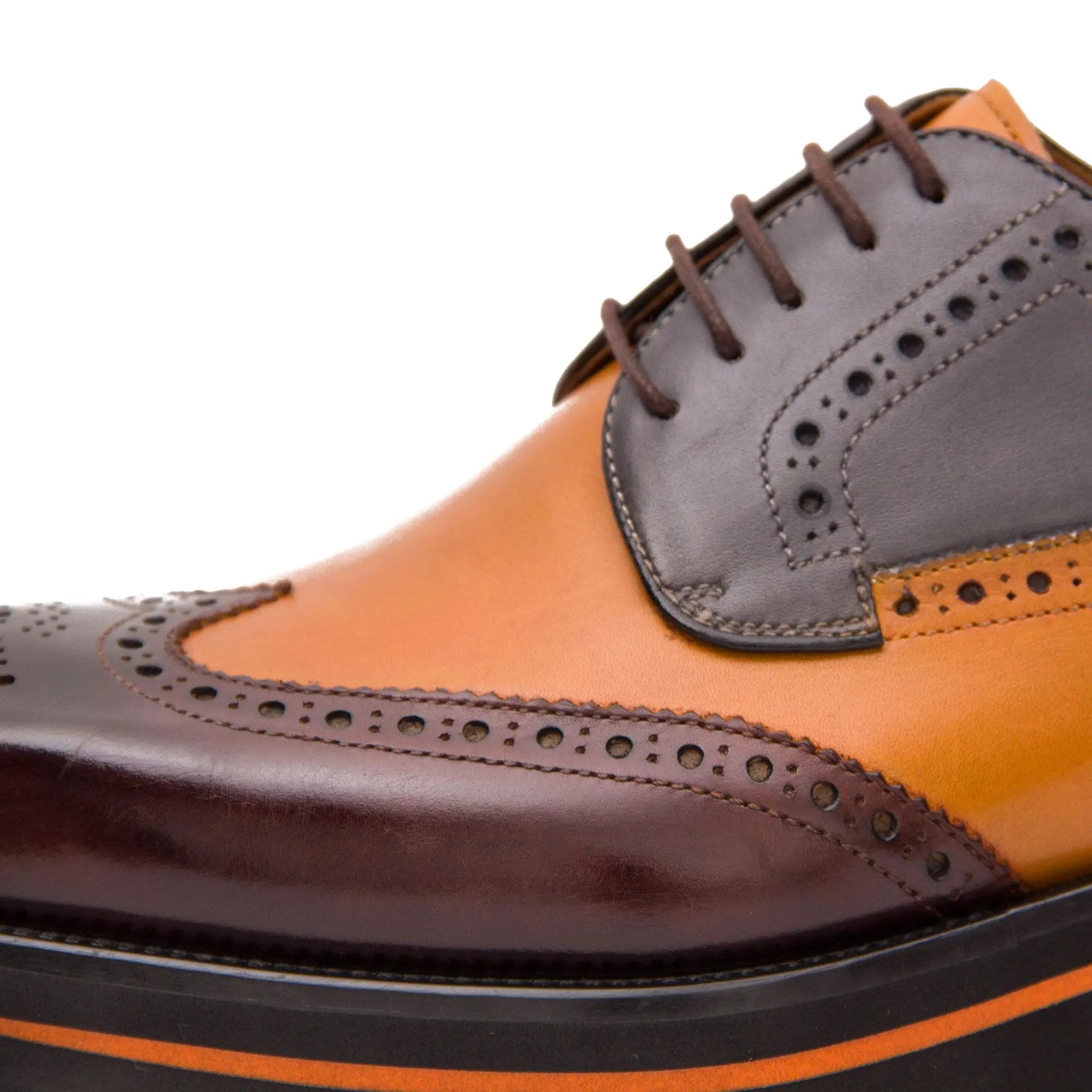 Thick-soled calfskin formal brogue derby shoes - Divinch