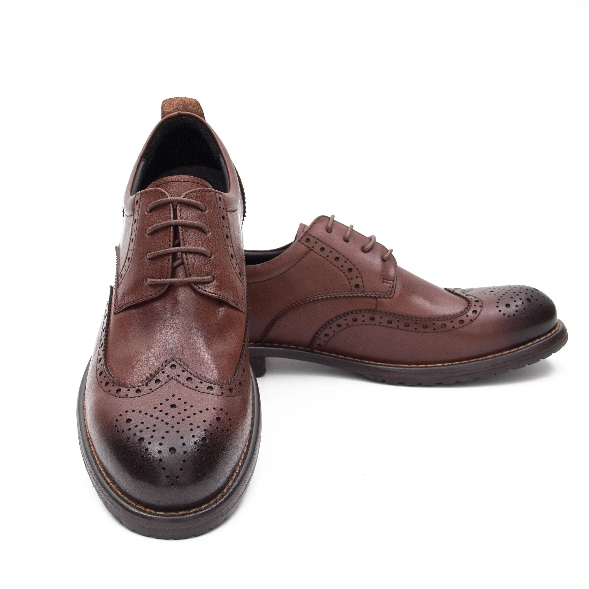 Brogues Hand Washed Leather Derby Shoes 9165-1 - Divinch