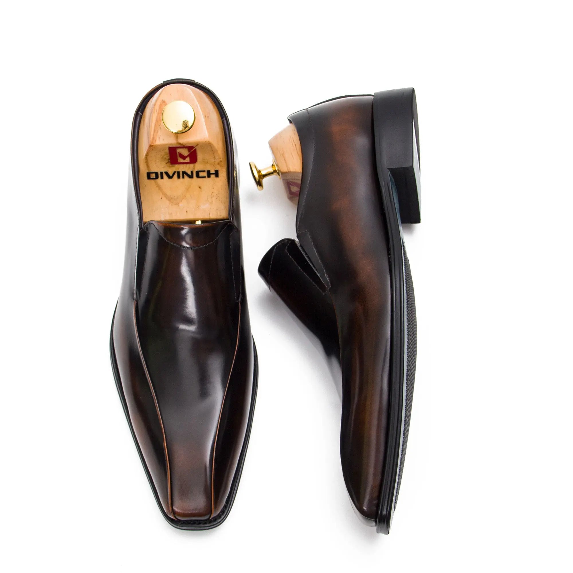 Brown leather loafers men - Divinch