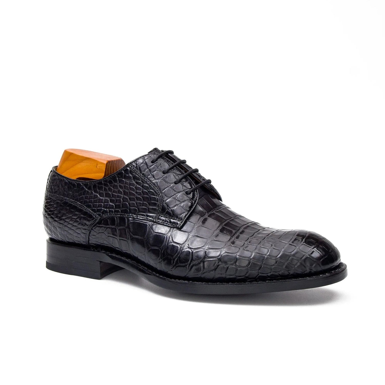 Men's Black Crocodile Leather Derbies
