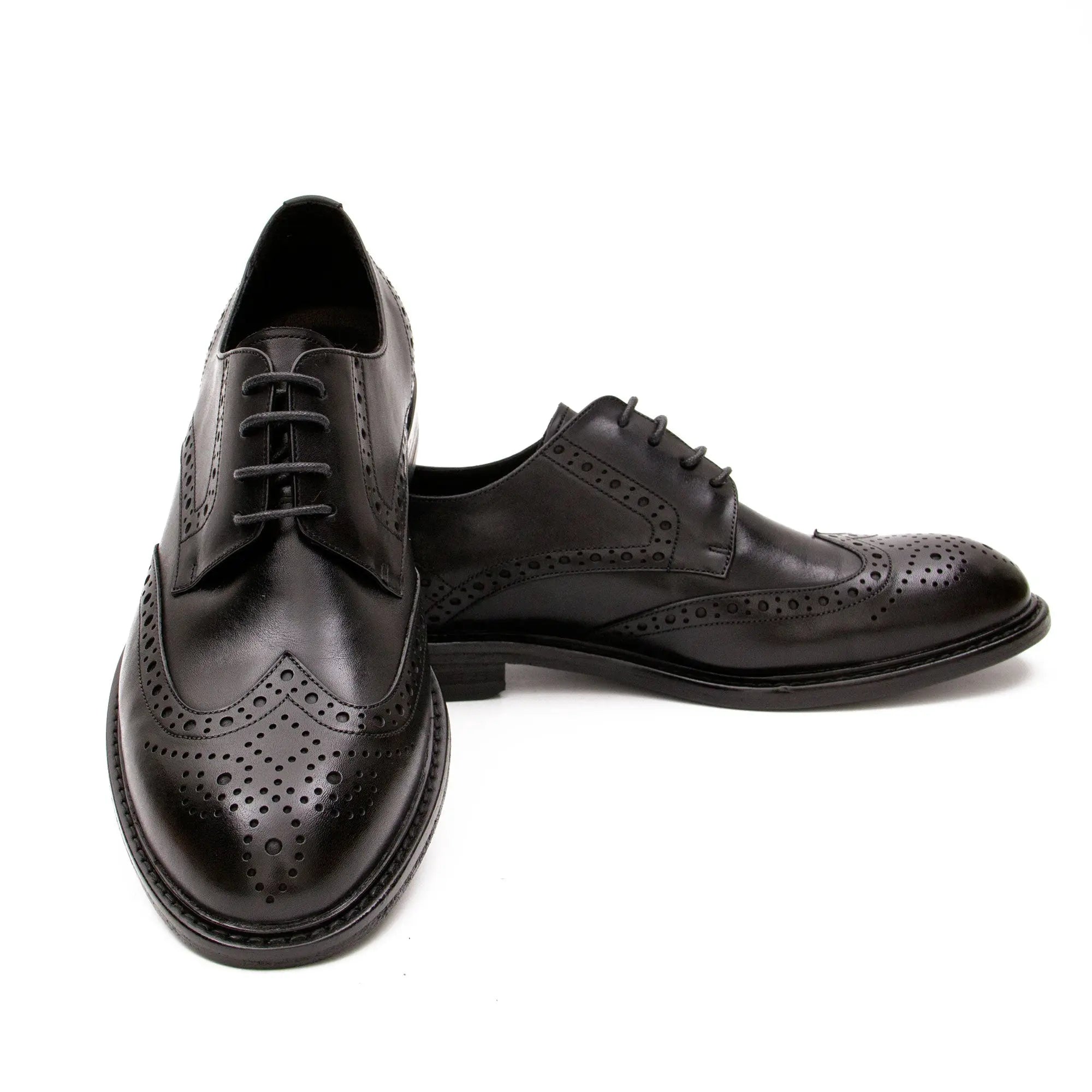 Brogue Hand Washed Leather Derby Shoes 668-23 - Divinch