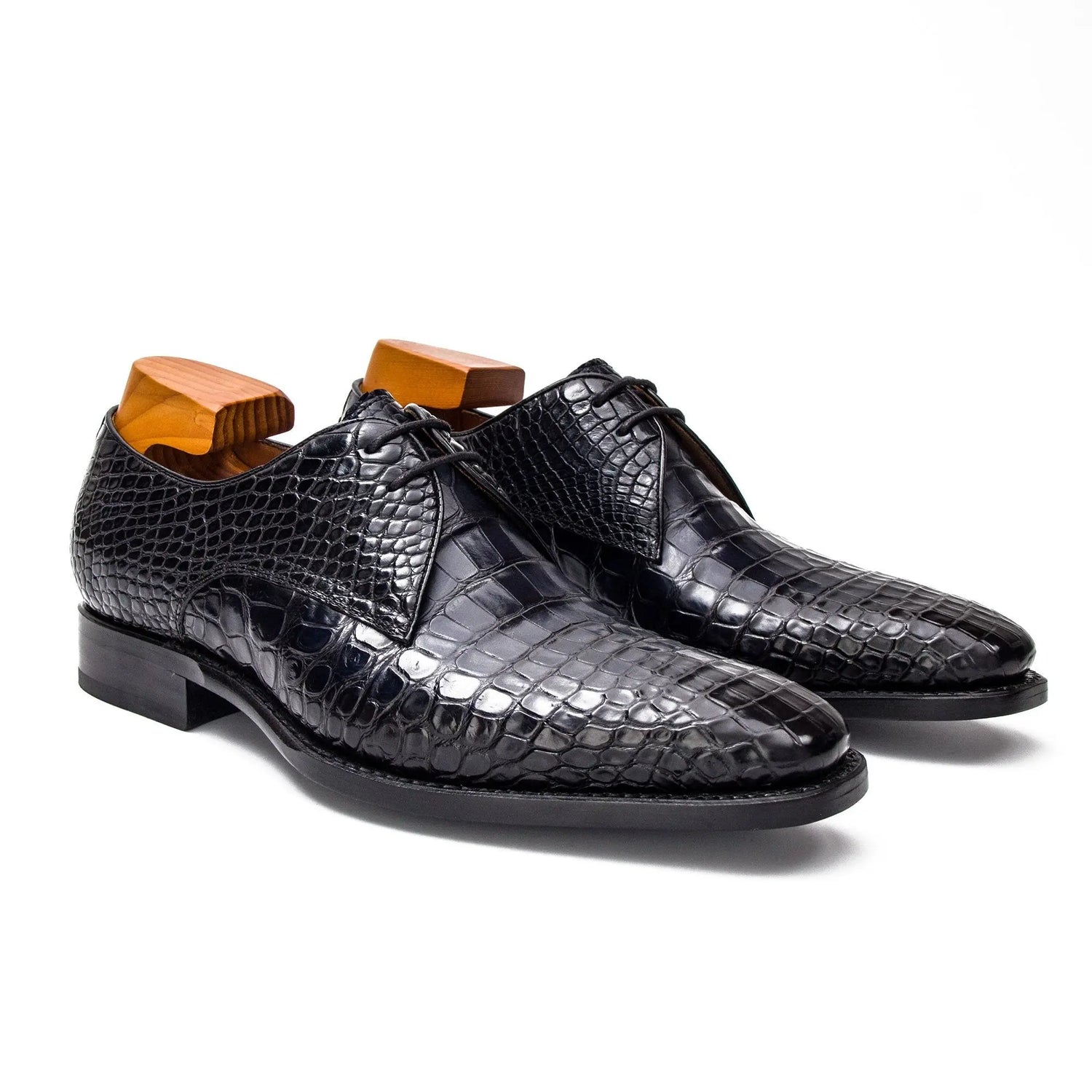 Men's Black Crocodile U-Tip Derbies