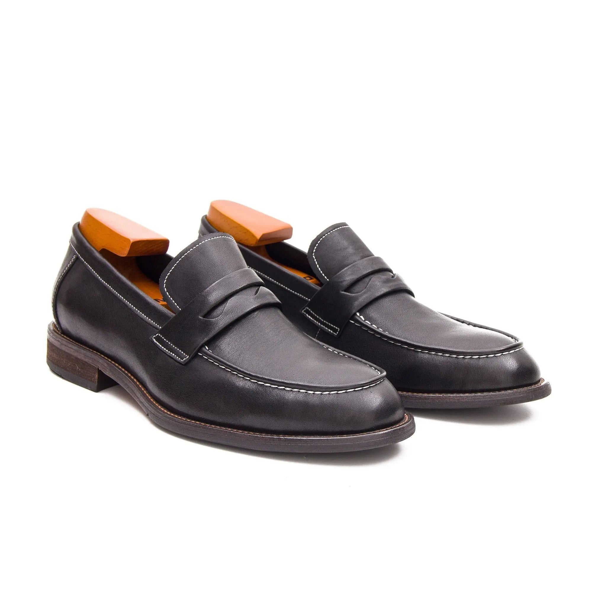 Hand Washed Leather LOAFERS Shoes 23098 - Divinch