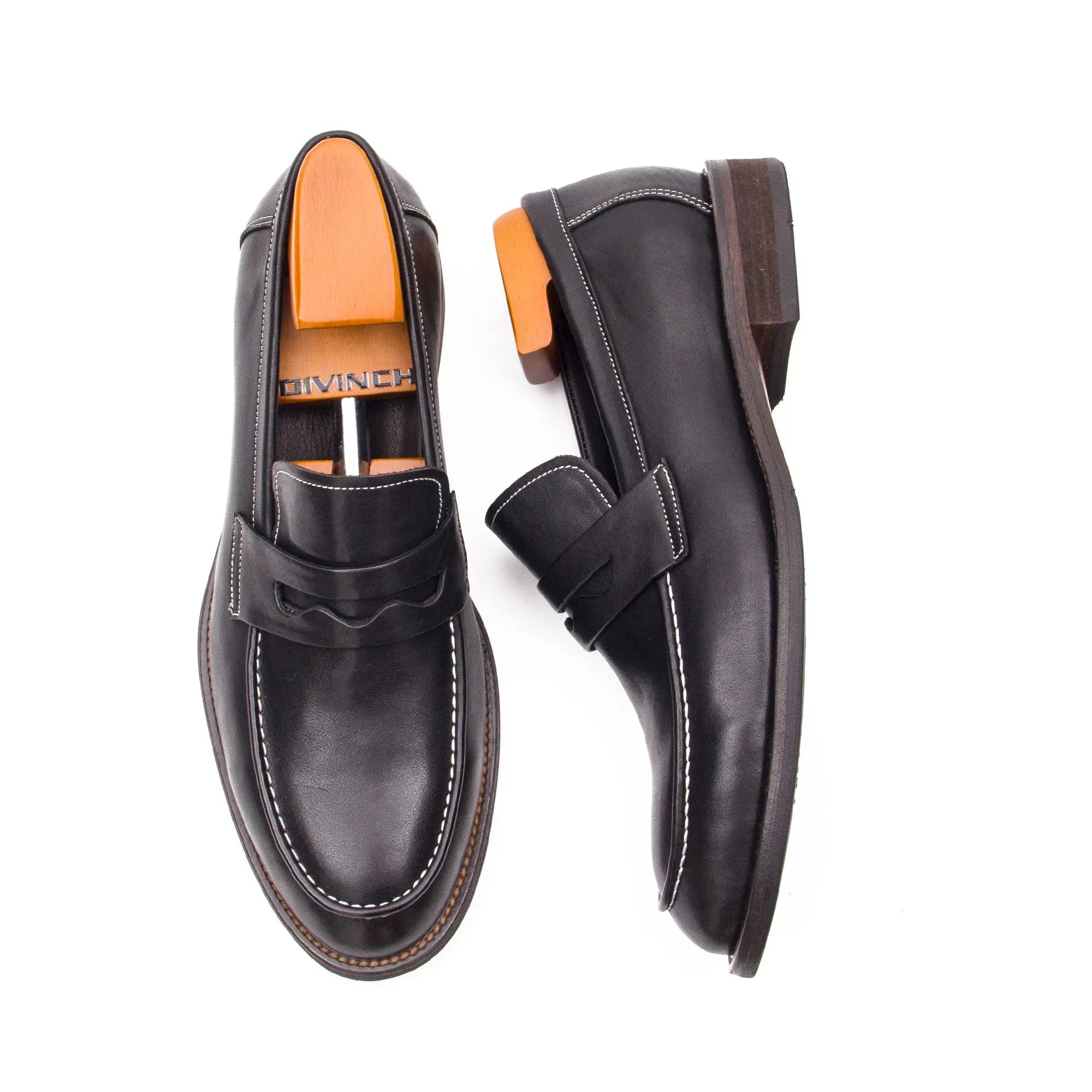 Hand Washed Leather LOAFERS Shoes 23098 - Divinch