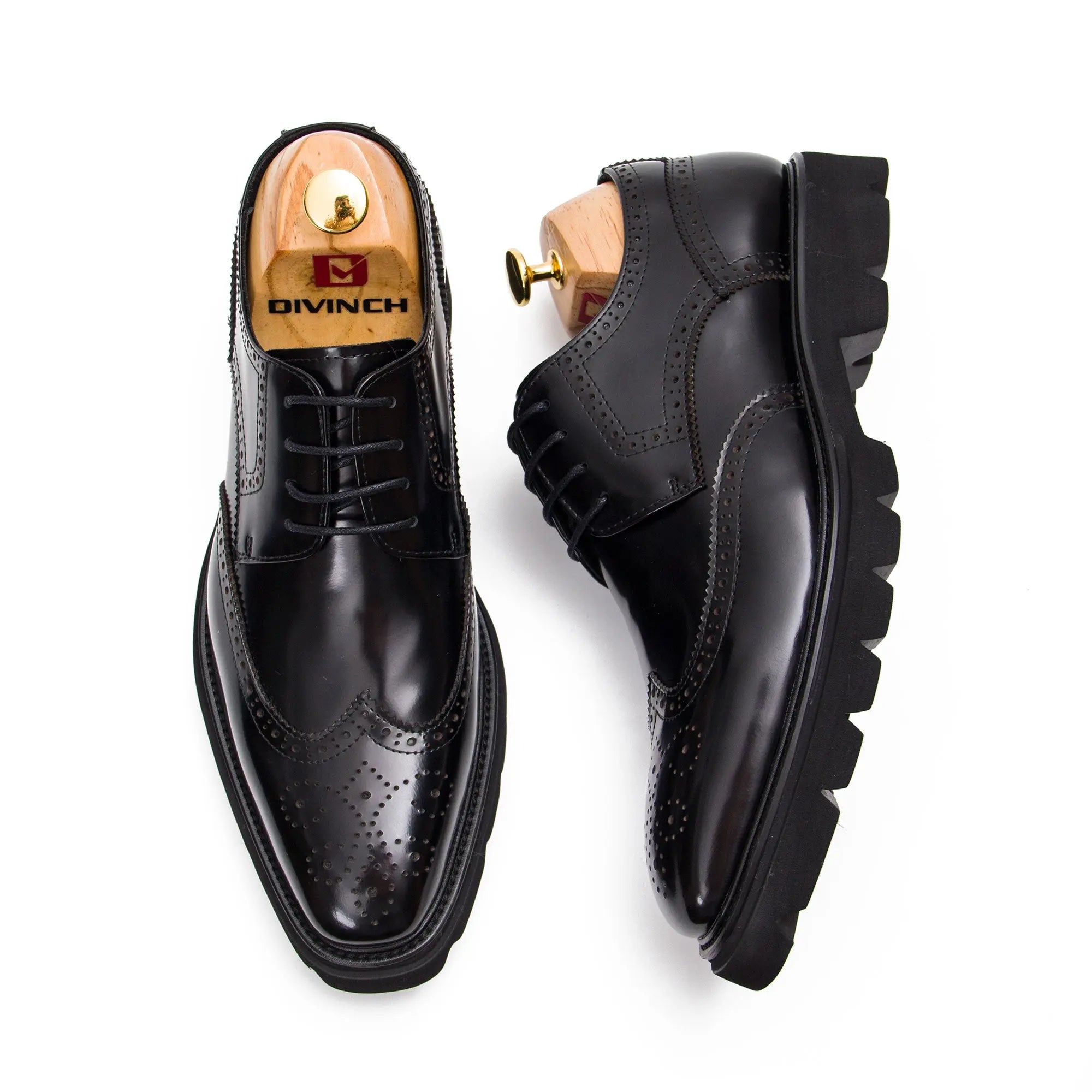 Black derby brogue shoes - Divinch