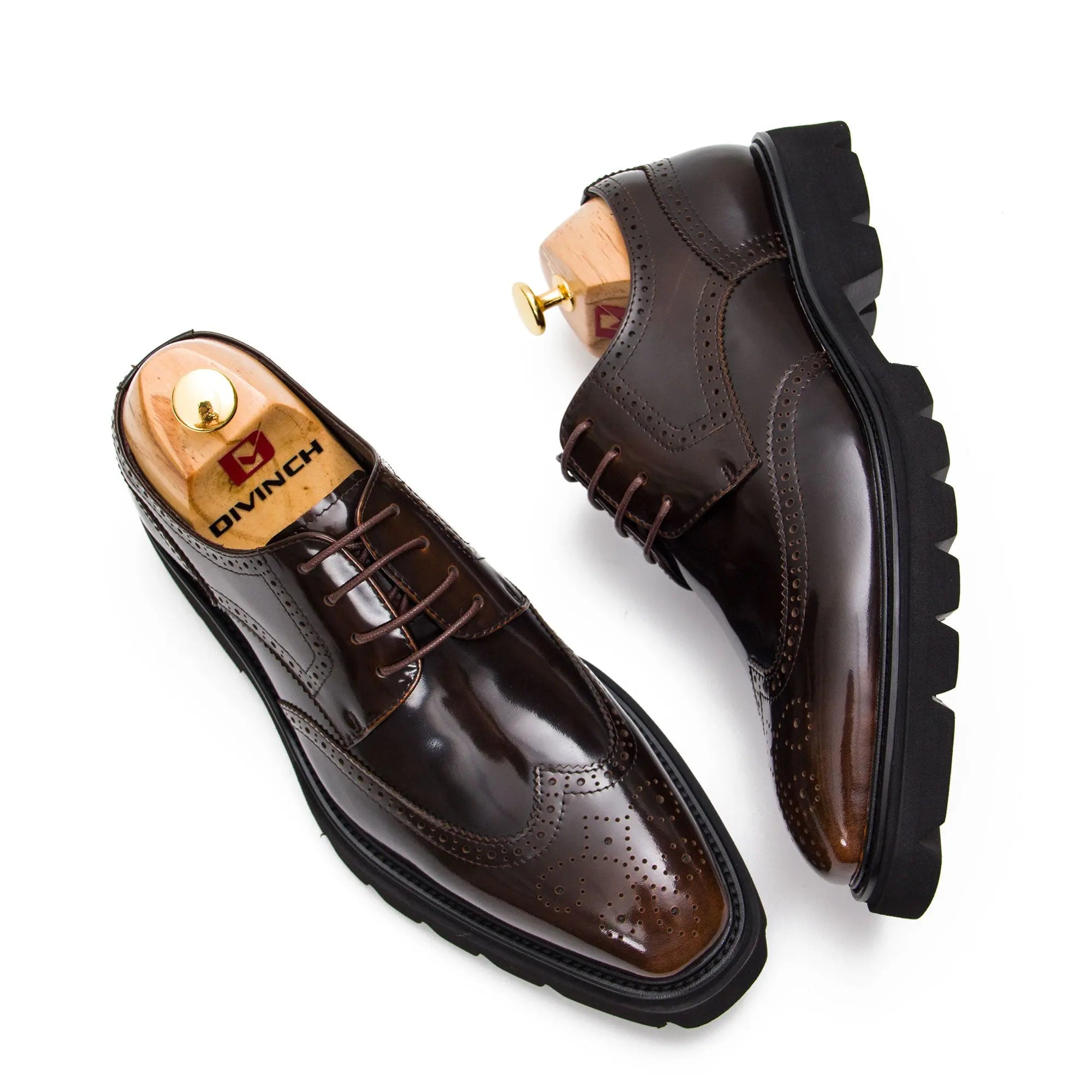 Black derby brogue shoes - Divinch