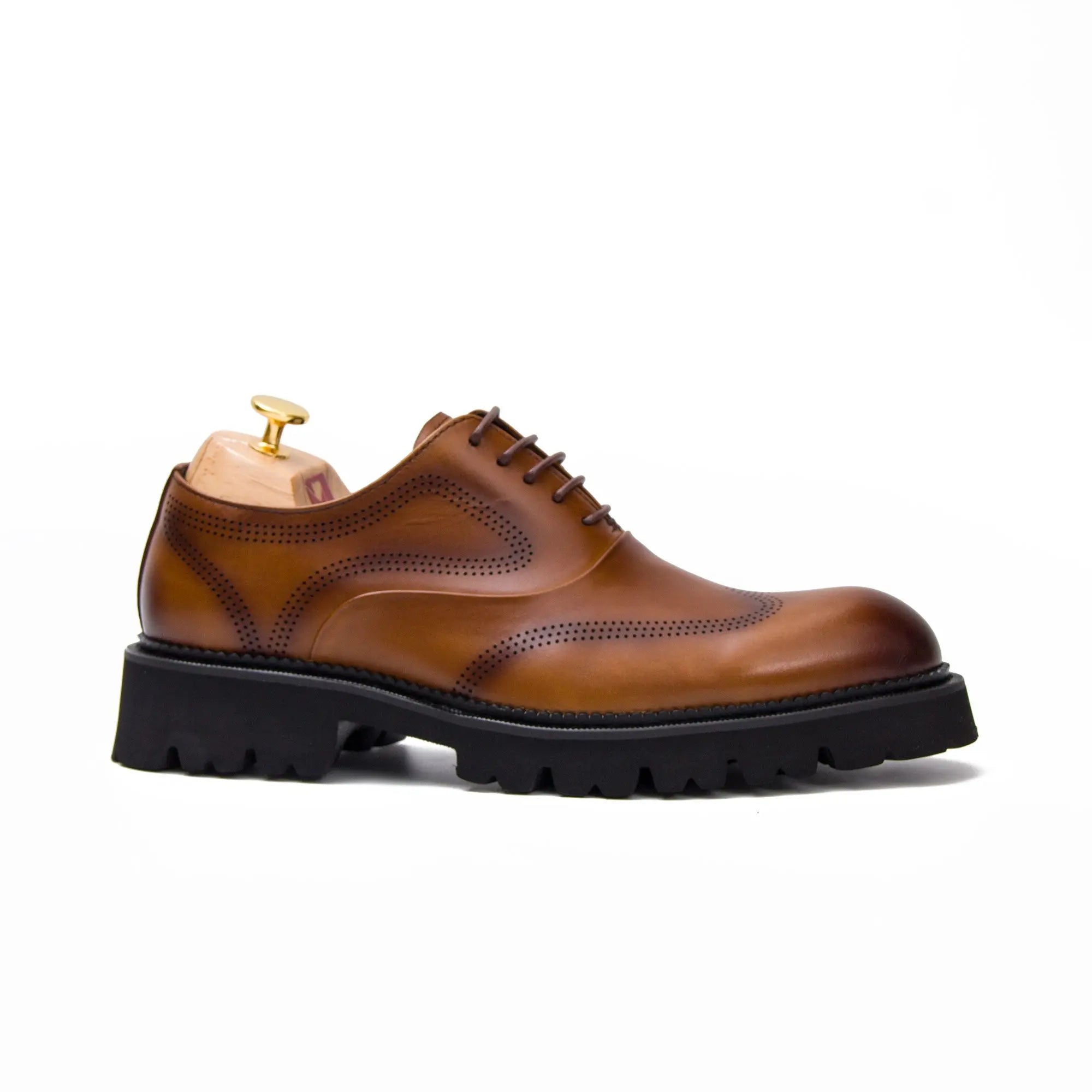 Brown thick sole oxford shoes - Divinch