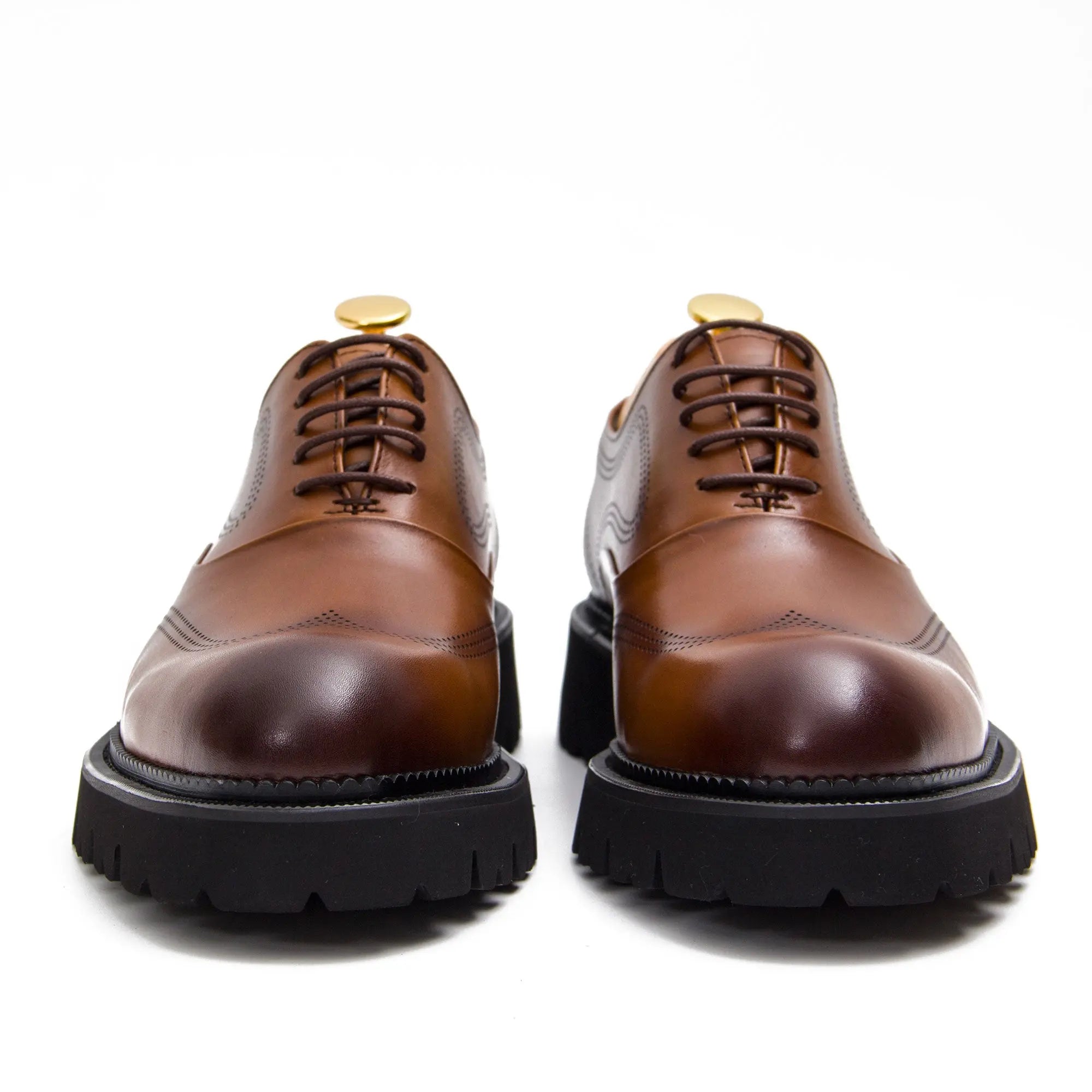 Brown thick sole oxford shoes - Divinch