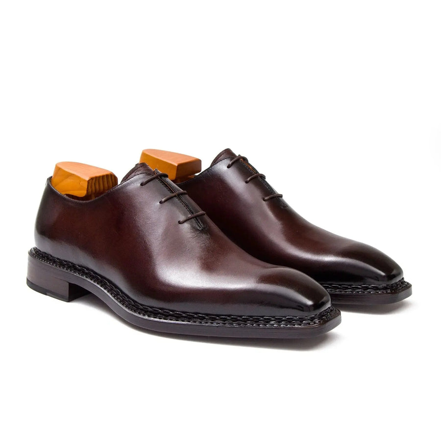 Zapatos Oxford con puntera marrón oscuro para hombre