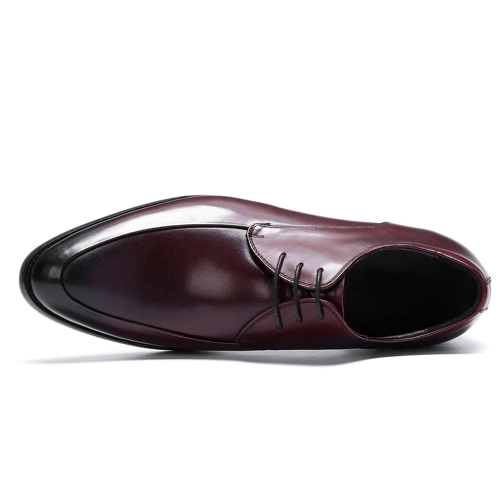 Pointed toe business dress derby shoes D23101 Wine red - Divinch