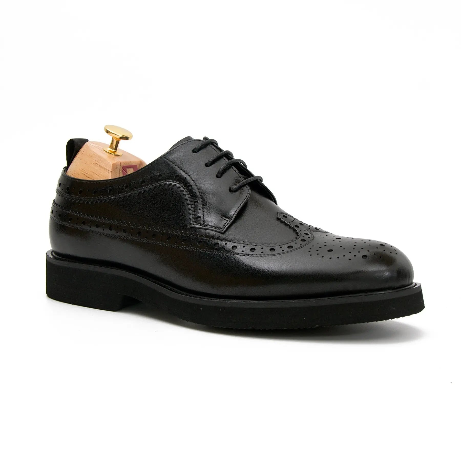 Men's Black brogue leather dress shoes - Divinch