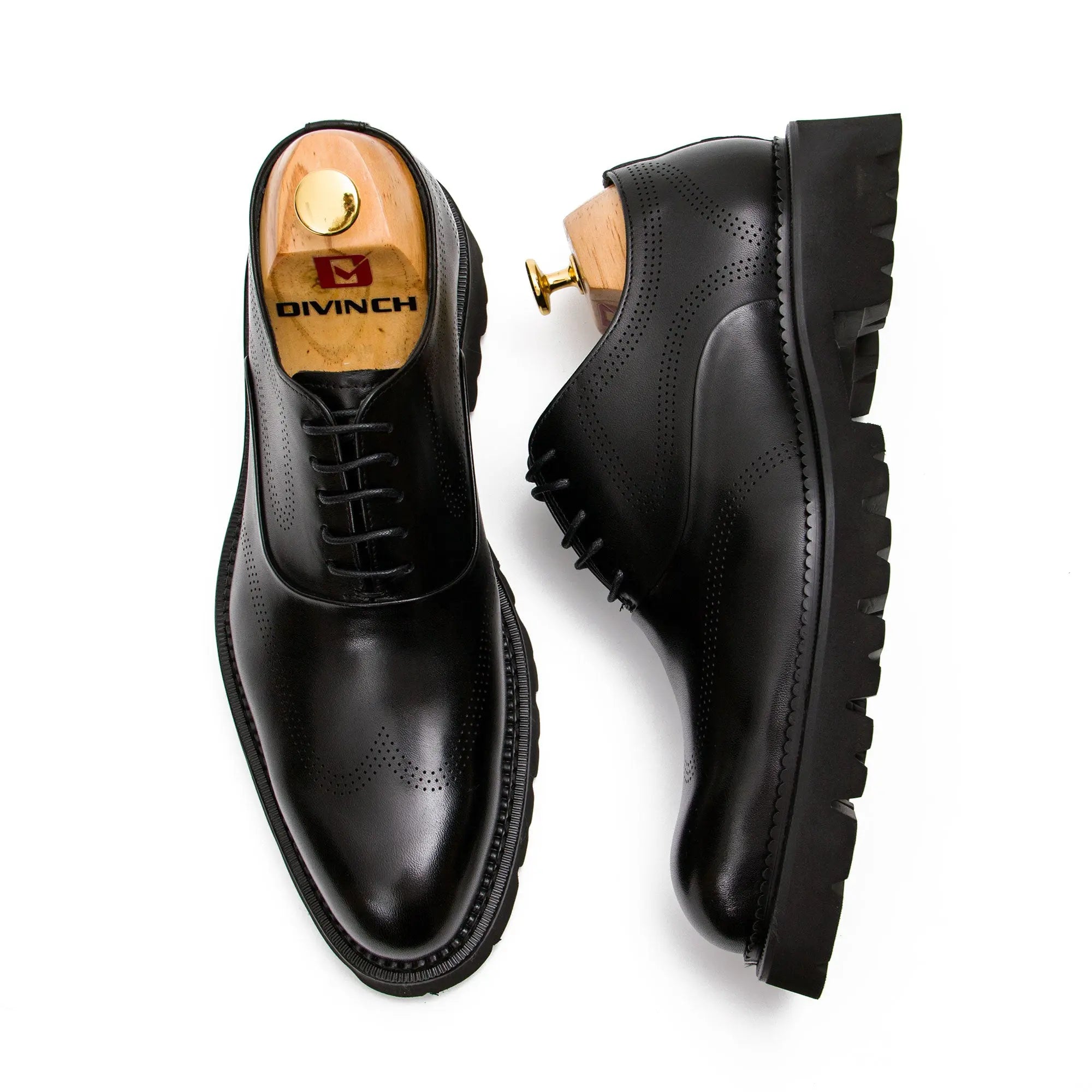 Black thick sole oxford shoes - Divinch