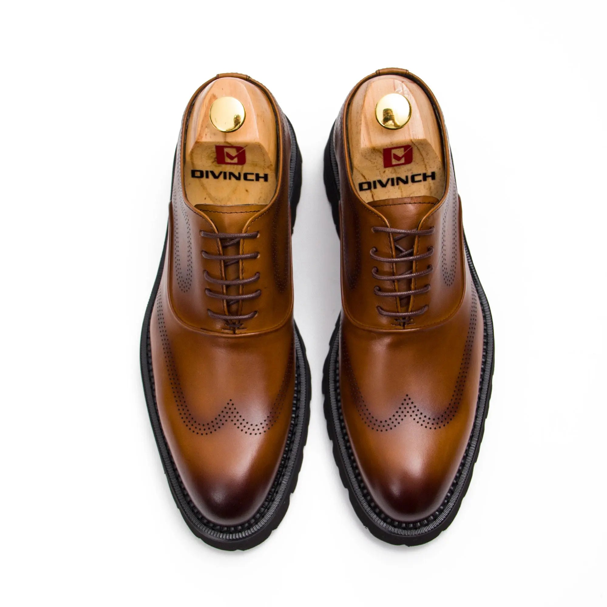 Brown thick sole oxford shoes - Divinch