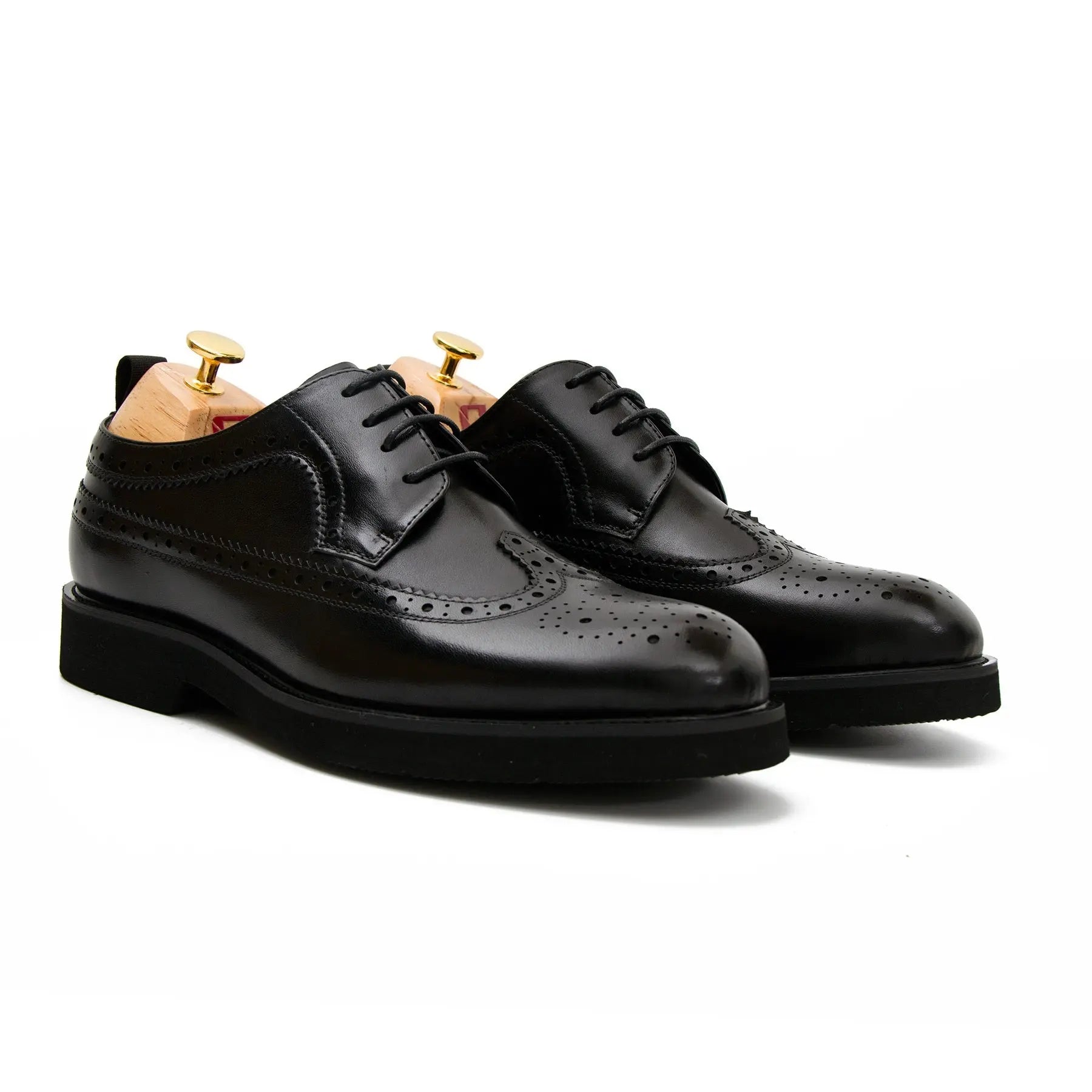 Men's Black  brogue leather dress shoes - Divinch