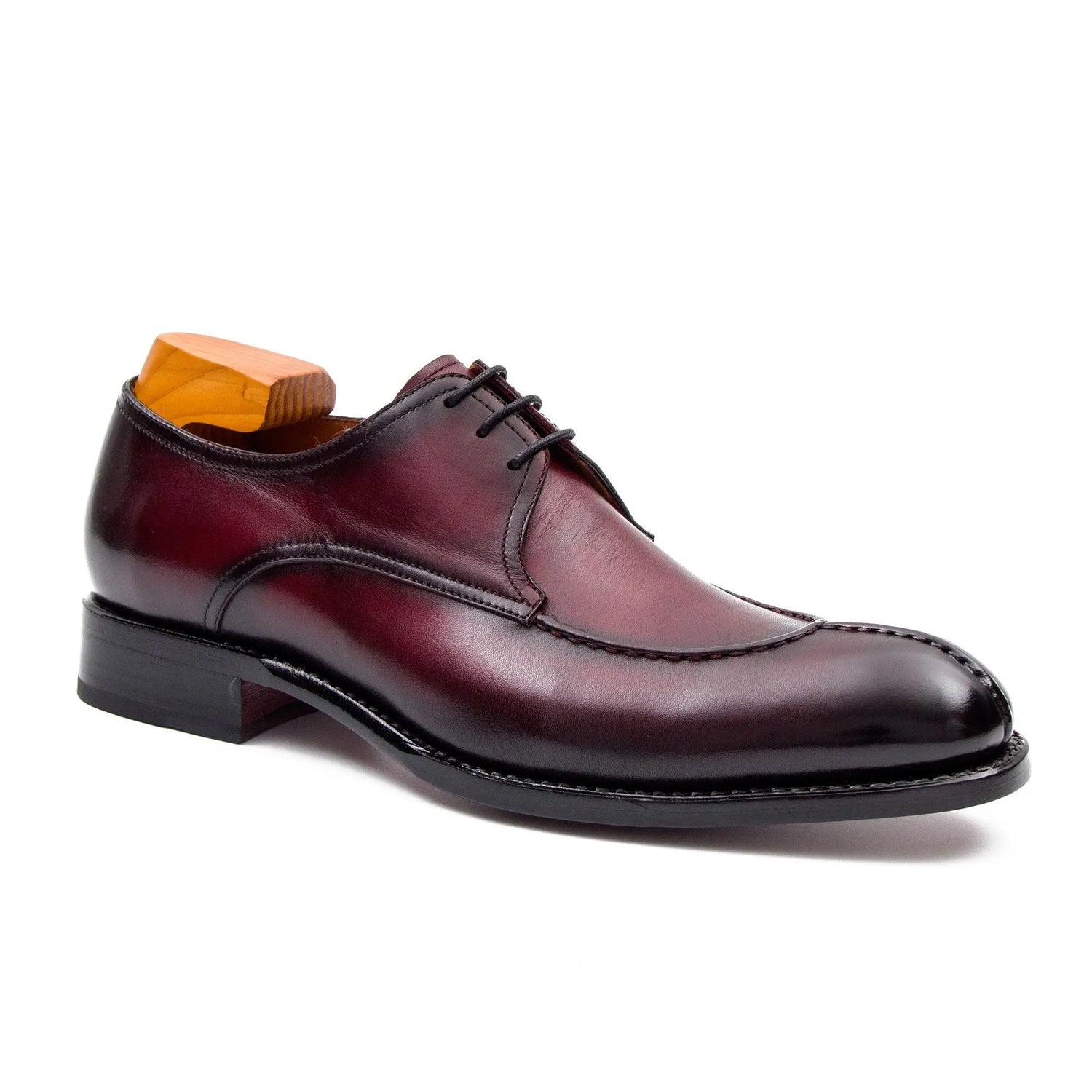 Men's Burgundy Leather Derby Shoes