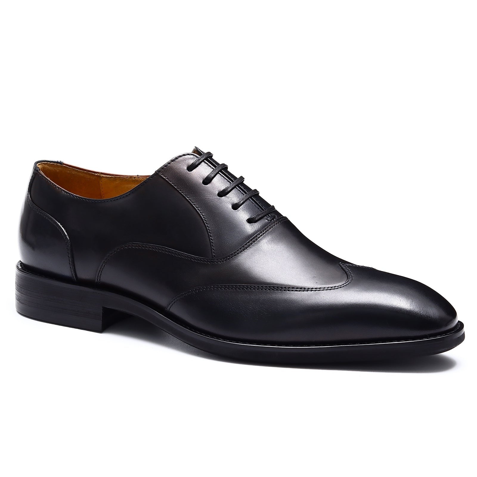 Pointed toe handmade colorblock oxford shoes D68869 Black - Divinch