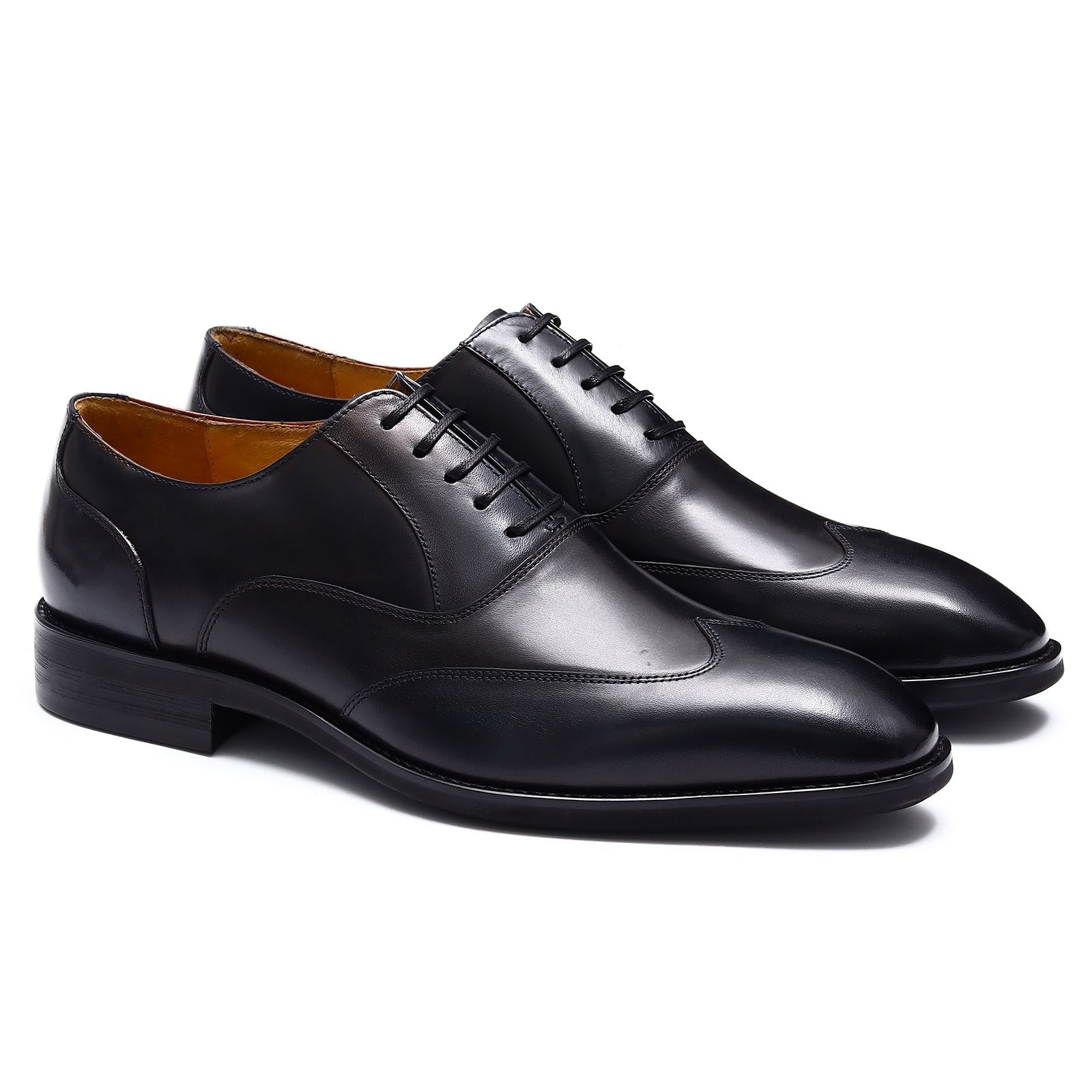 Pointed toe handmade colorblock oxford shoes D68869 Black - Divinch