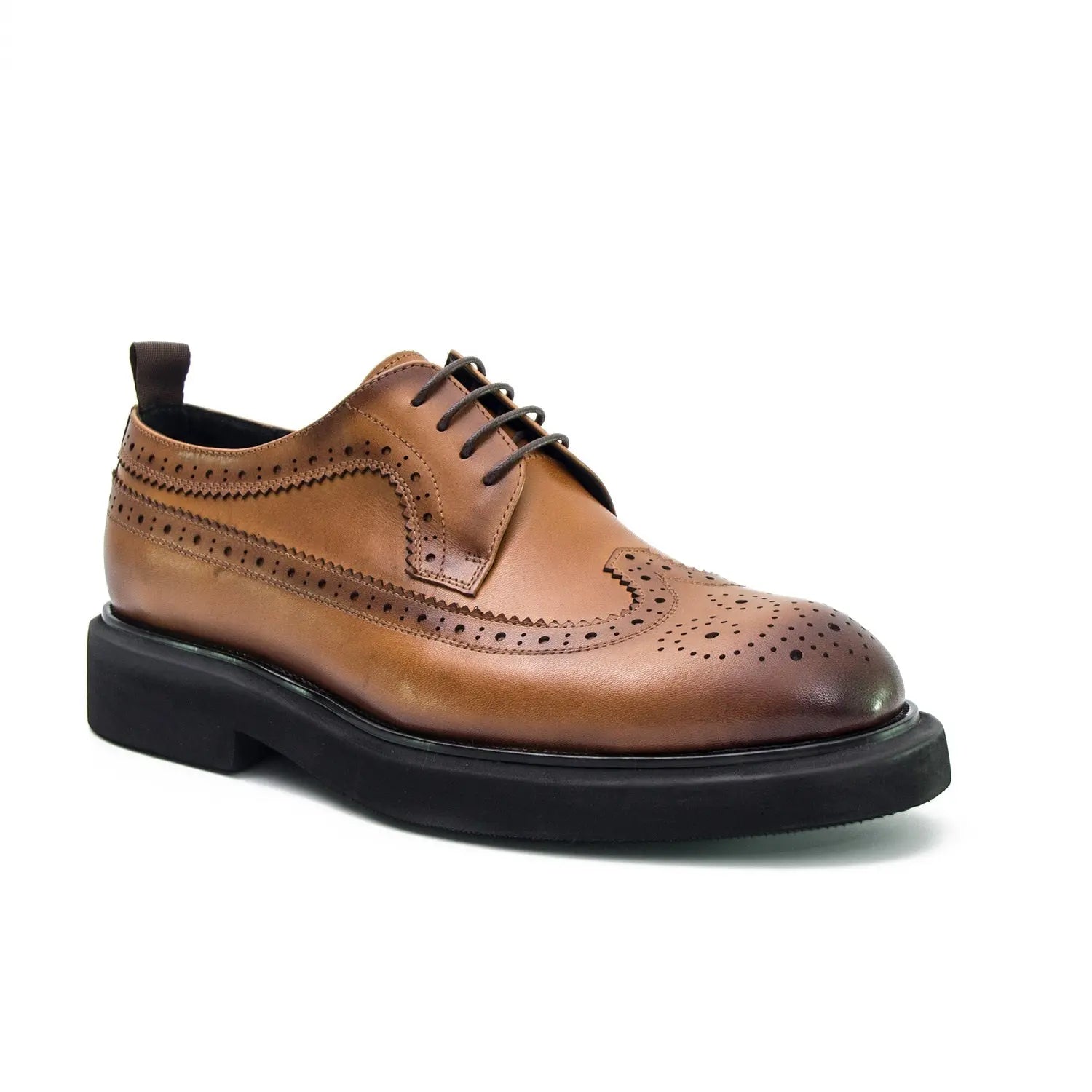 Men's brown brogue leather dress shoes - Divinch