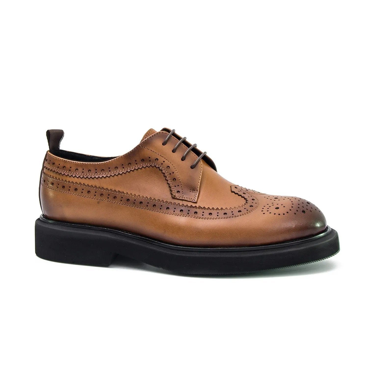 Men's brown brogue leather dress shoes - Divinch