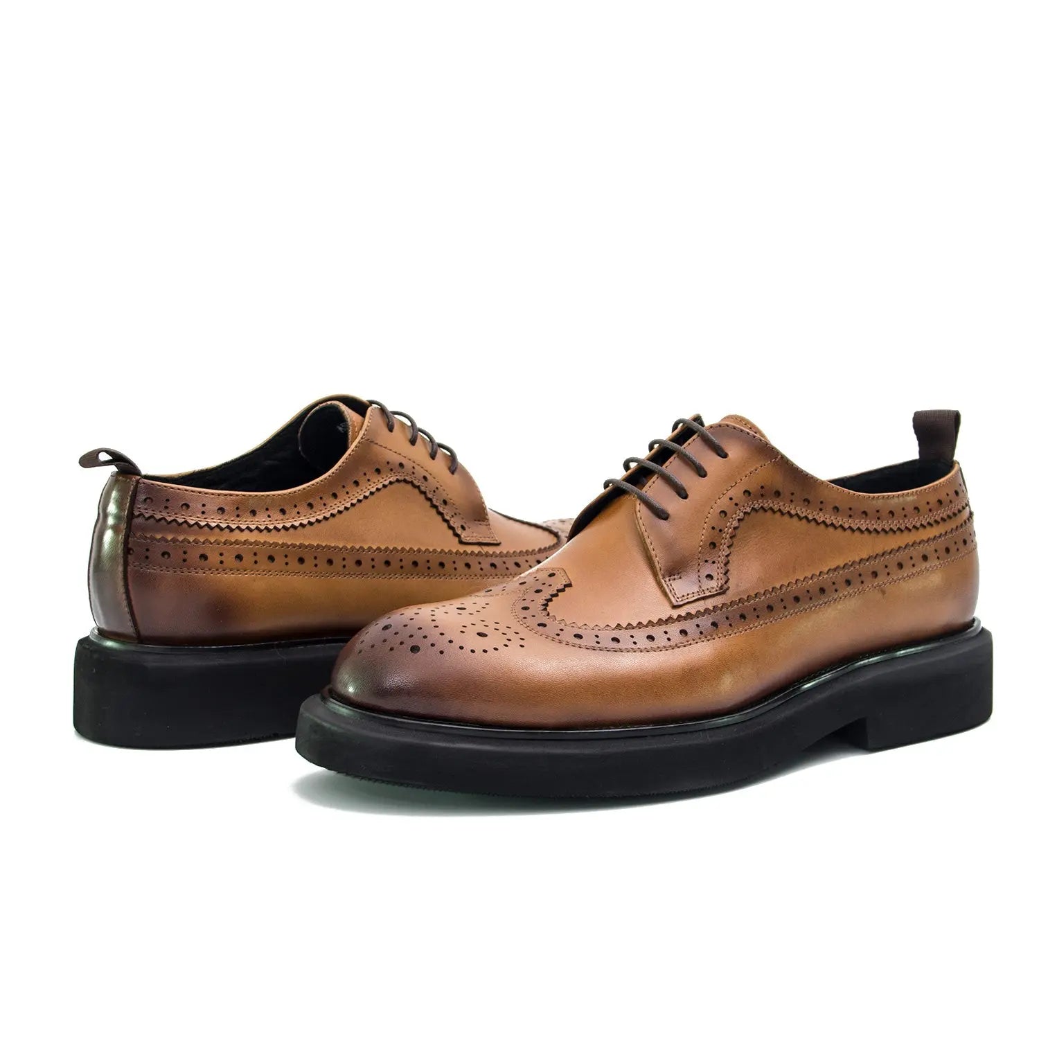 Men's brown brogue leather dress shoes - Divinch