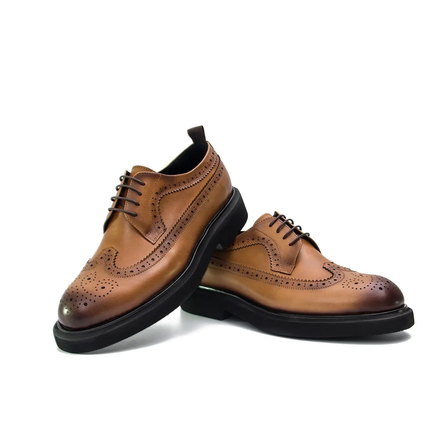 Men's brown brogue leather dress shoes - Divinch