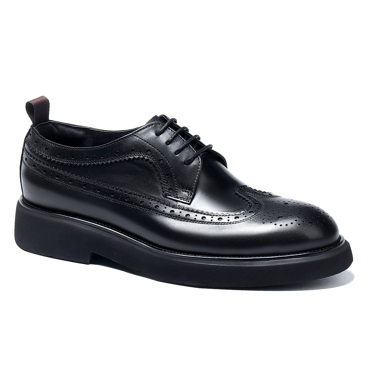 Men's Genuine Carved Brogue Derby Shoes D68862 Black - Divinch