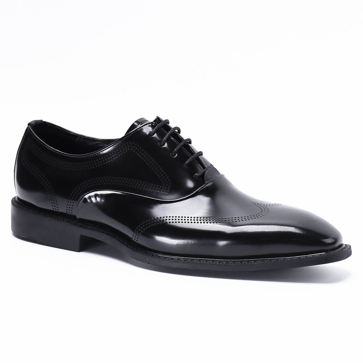 Men's Patent Leather British Carved Business Formal Oxford Shoes D68152 Black - Divinch