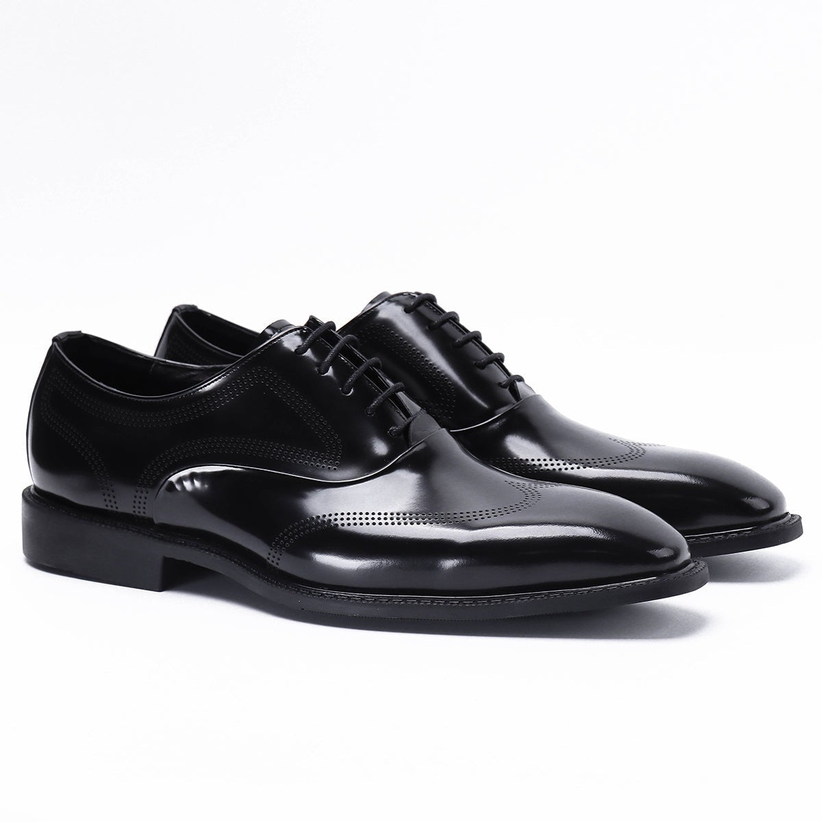 Men's Patent Leather British Carved Business Formal Oxford Shoes D68152 Black - Divinch