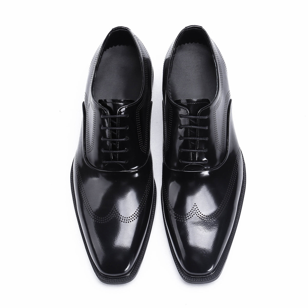 Men's Patent Leather British Carved Business Formal Oxford Shoes D68152 Black - Divinch