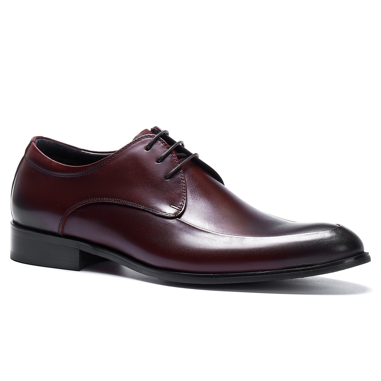 Pointed toe business dress derby shoes D23101 Wine red - Divinch