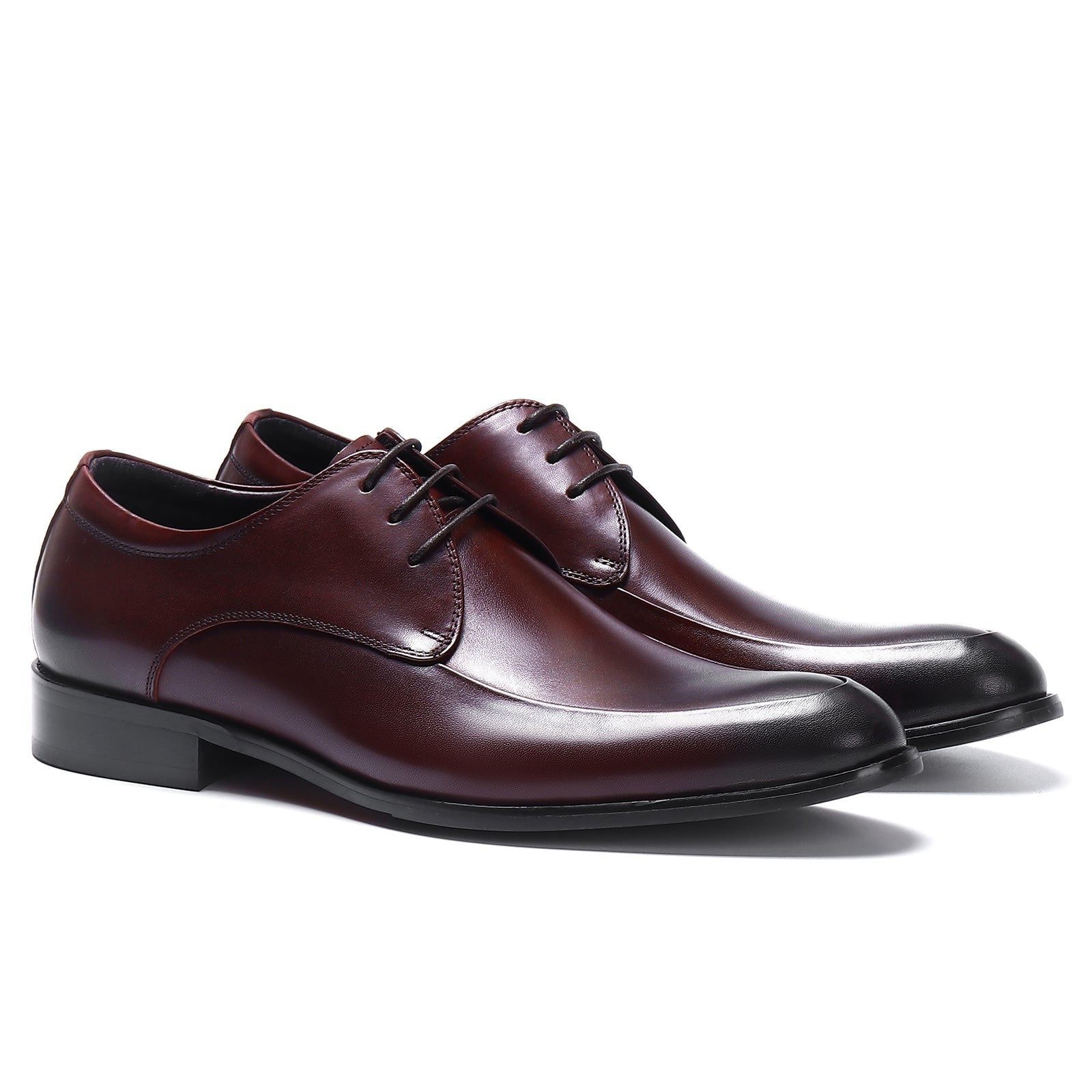 Pointed toe business dress derby shoes D23101 Wine red - Divinch