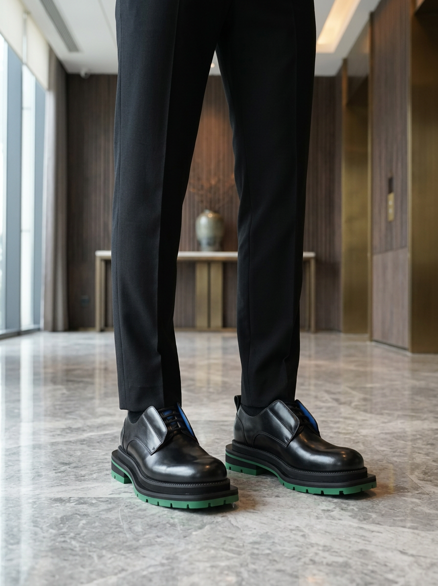 Black Blue Green Platform Derby outfit scenario