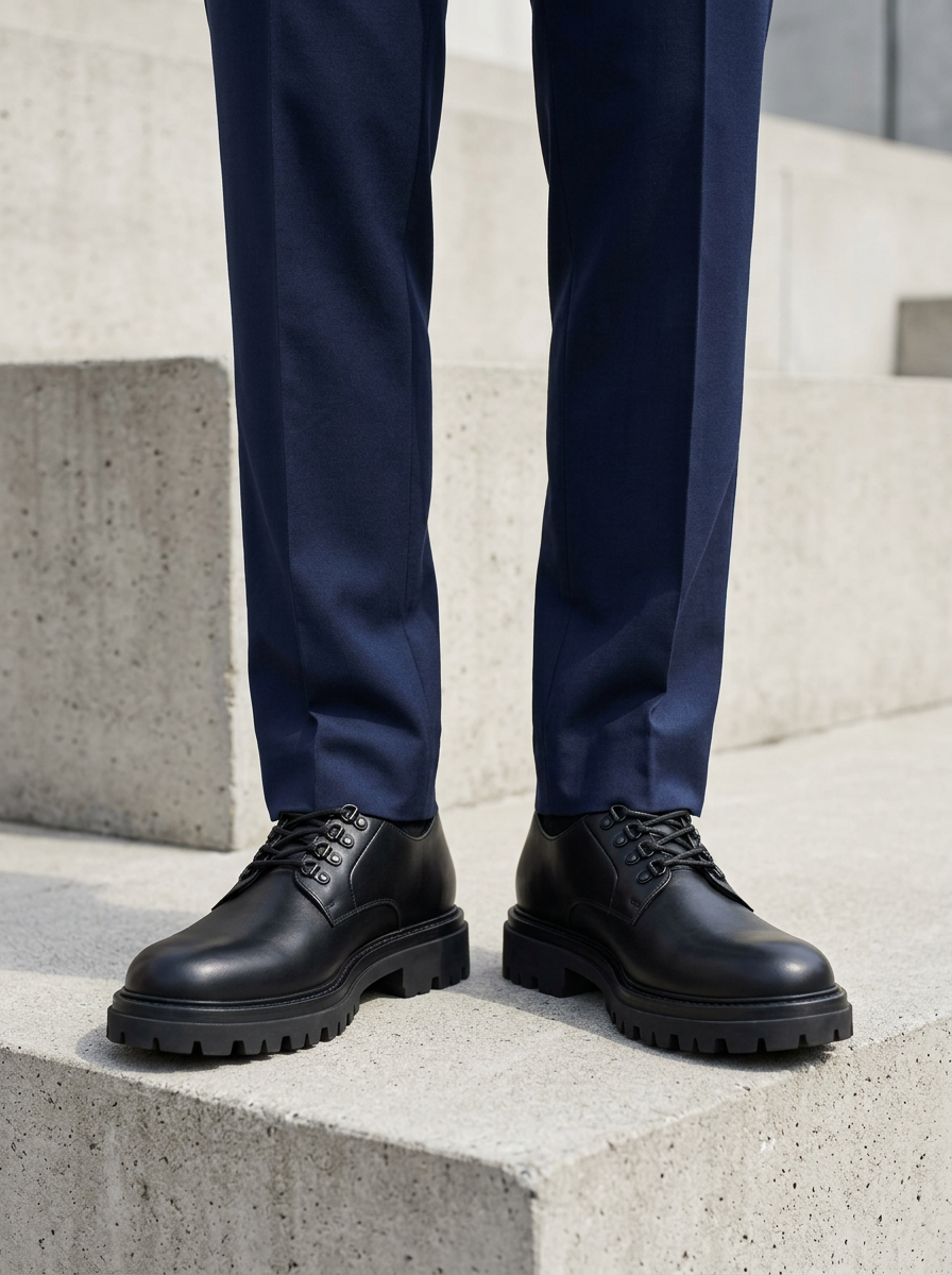 Black Platform Lug Derby outfit scenario
