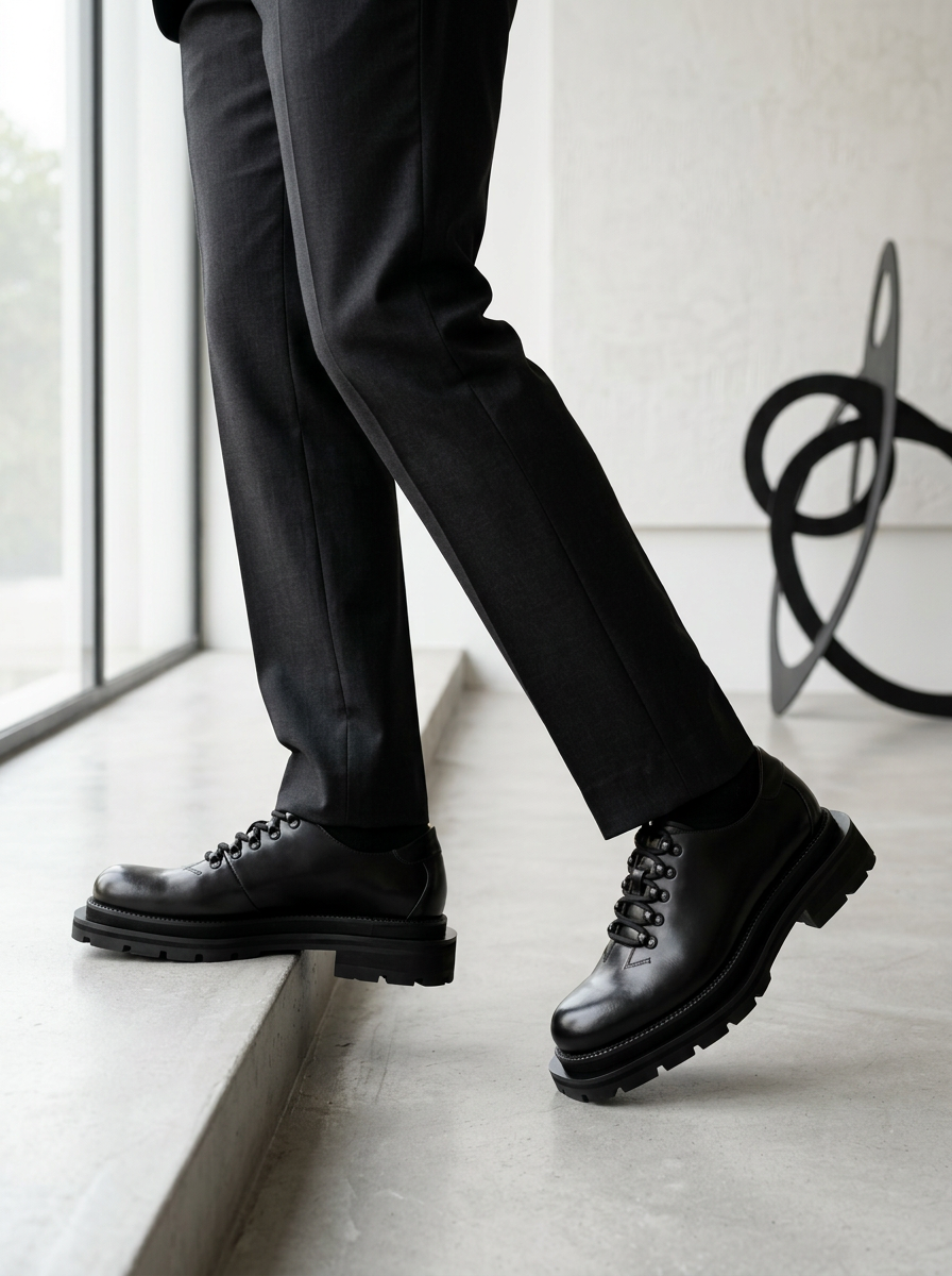 Black Platform Lug Derby outfit scenario