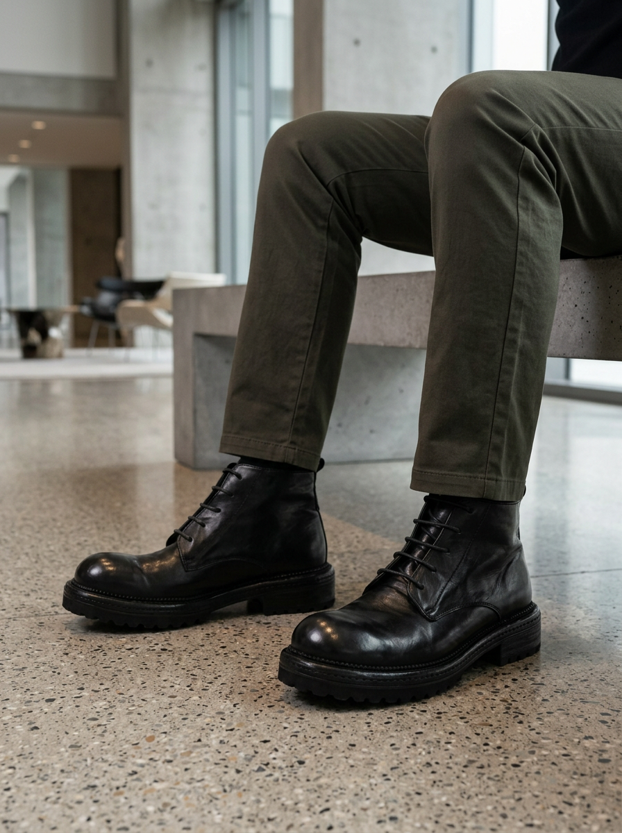 Yeşil Patinalı Platform Deri Spor Ayakkabı outfit scenario