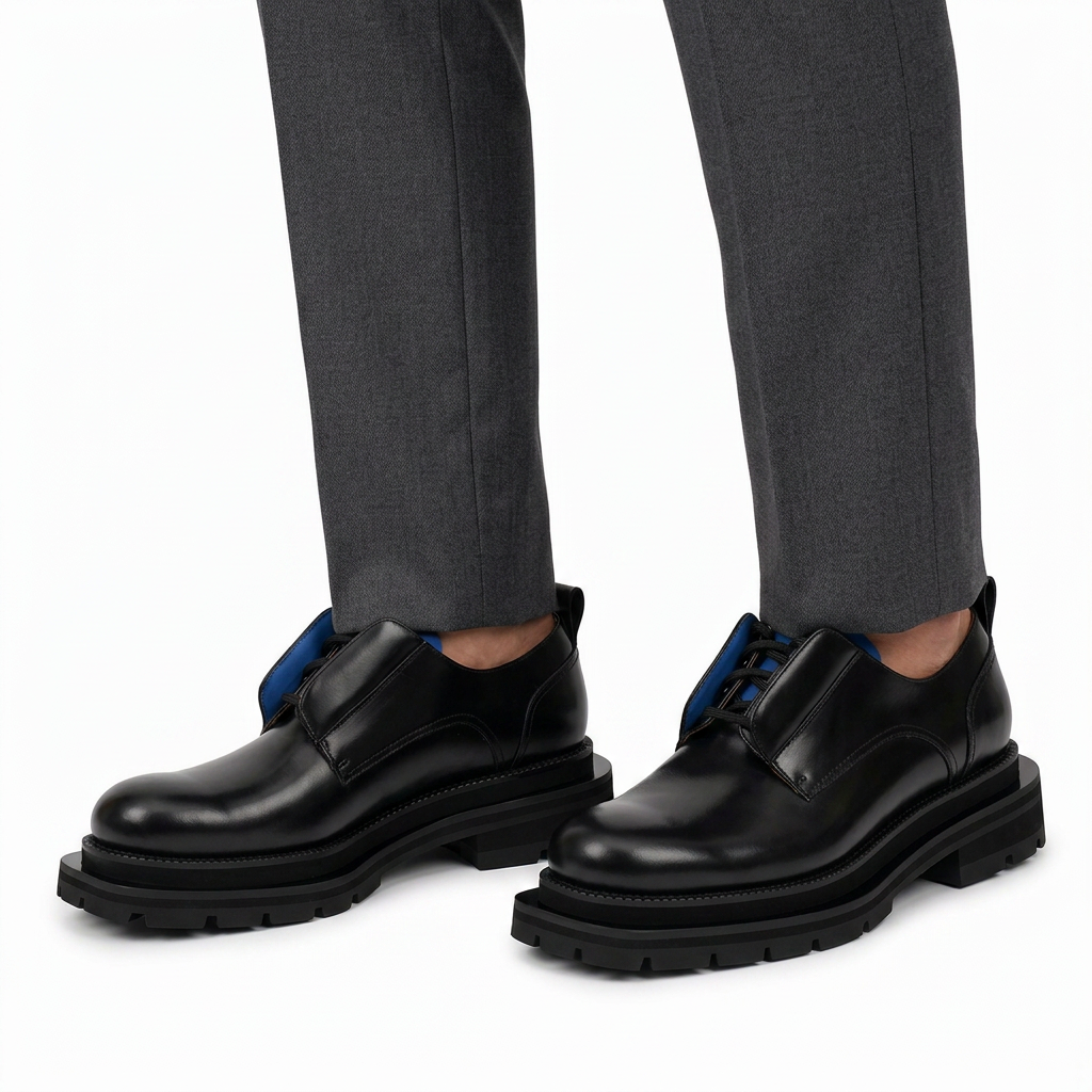 Zapatos derby de cuero negro con plataforma