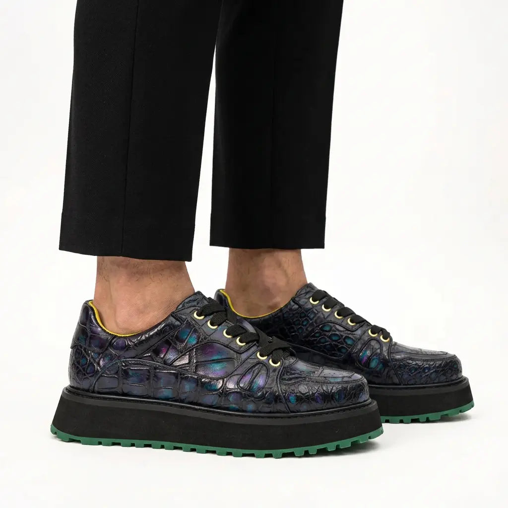 Iridescent Crocodile Platform Sneaker DIVINCH