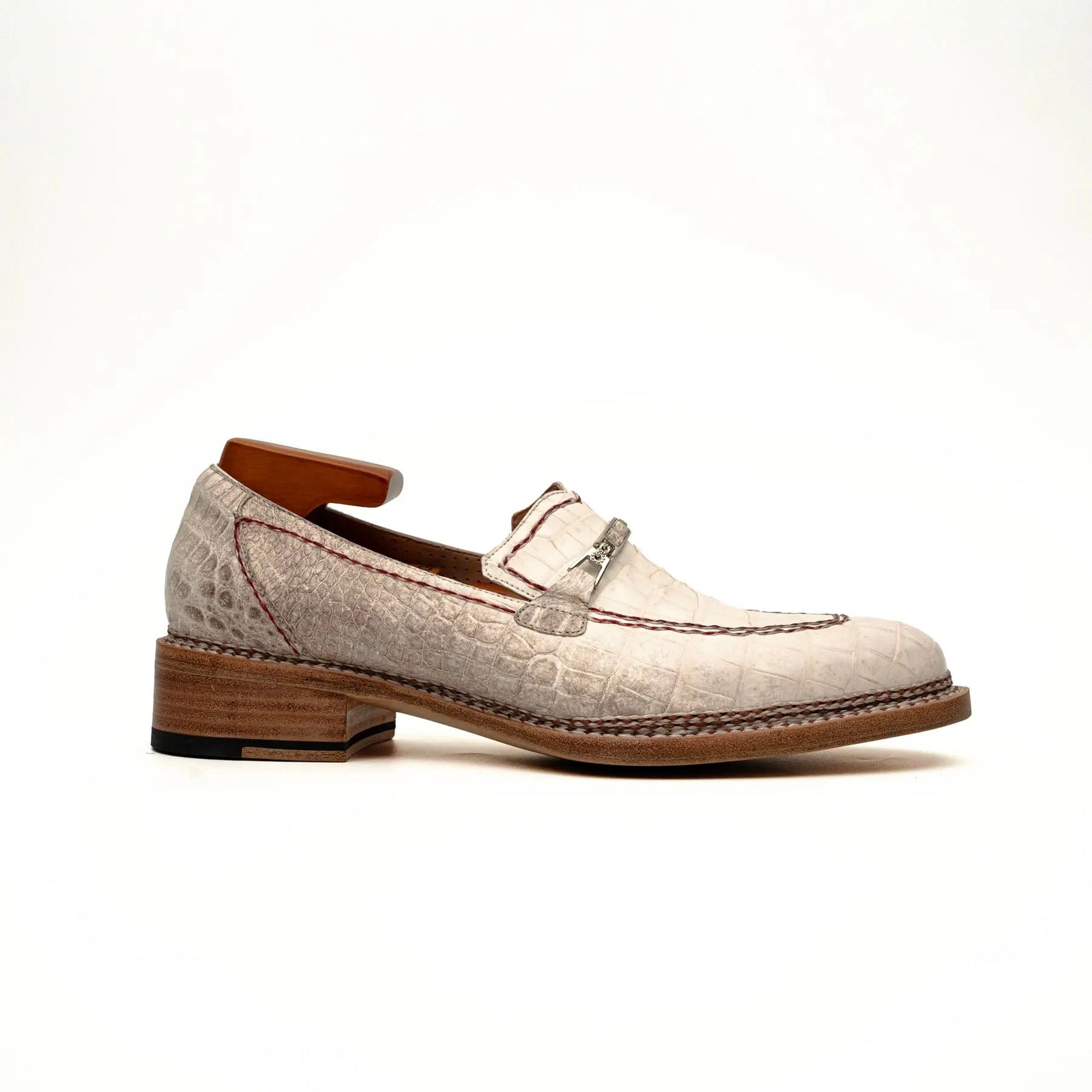 Ivory Crocodile-Textured Loafer DIVINCH