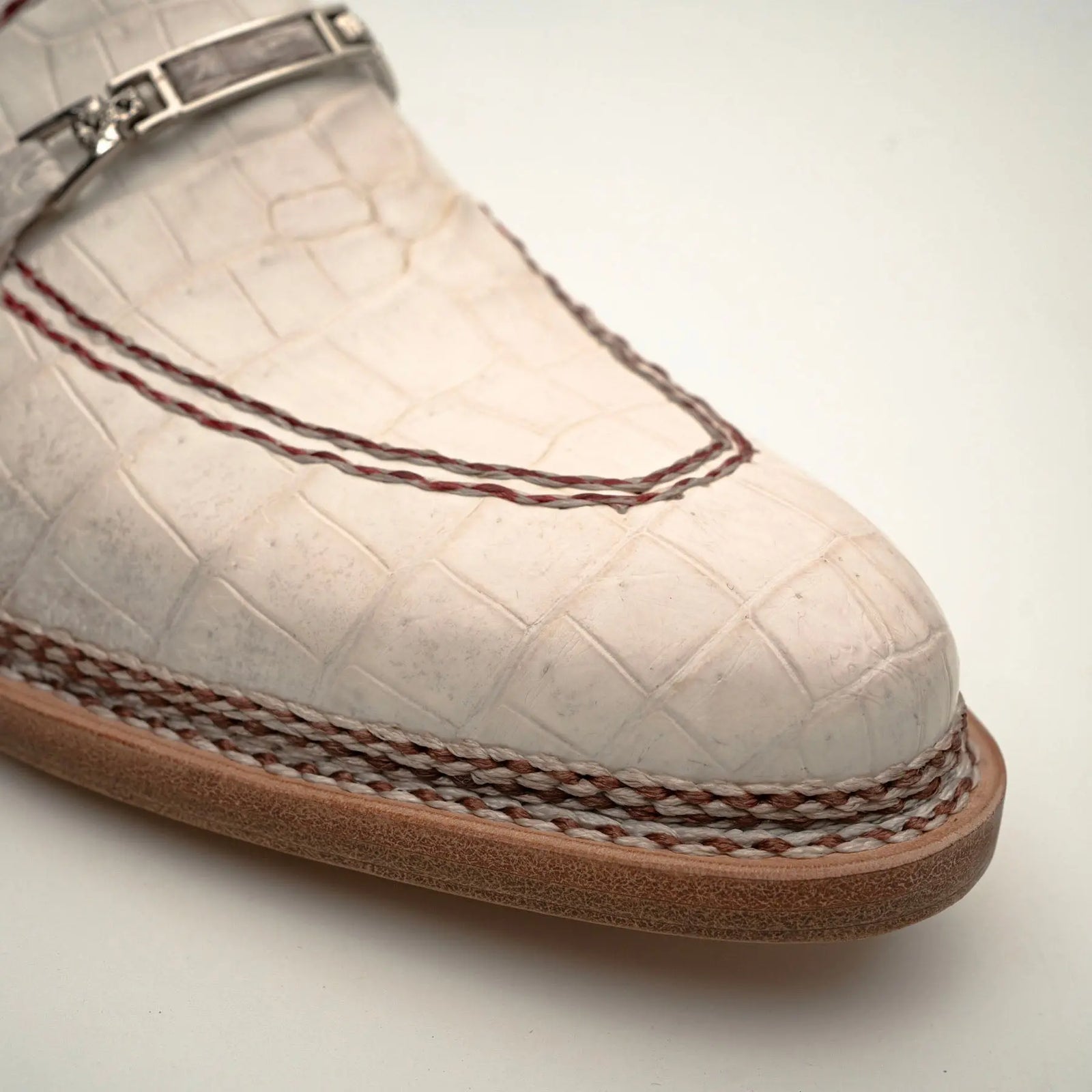 Ivory Crocodile-Textured Loafer DIVINCH