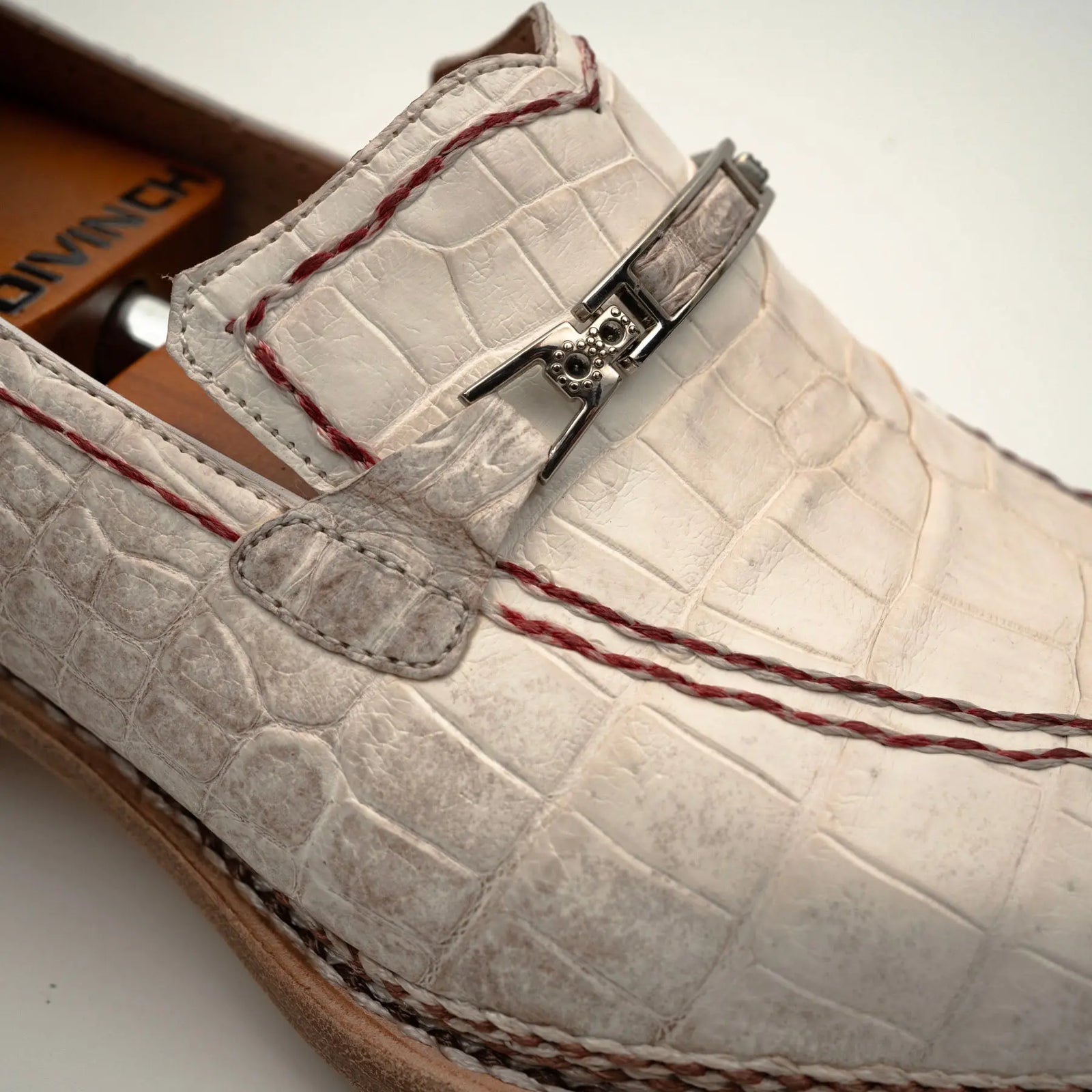 Ivory Crocodile-Textured Loafer DIVINCH