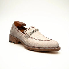 Ivory Crocodile-Textured Loafer DIVINCH