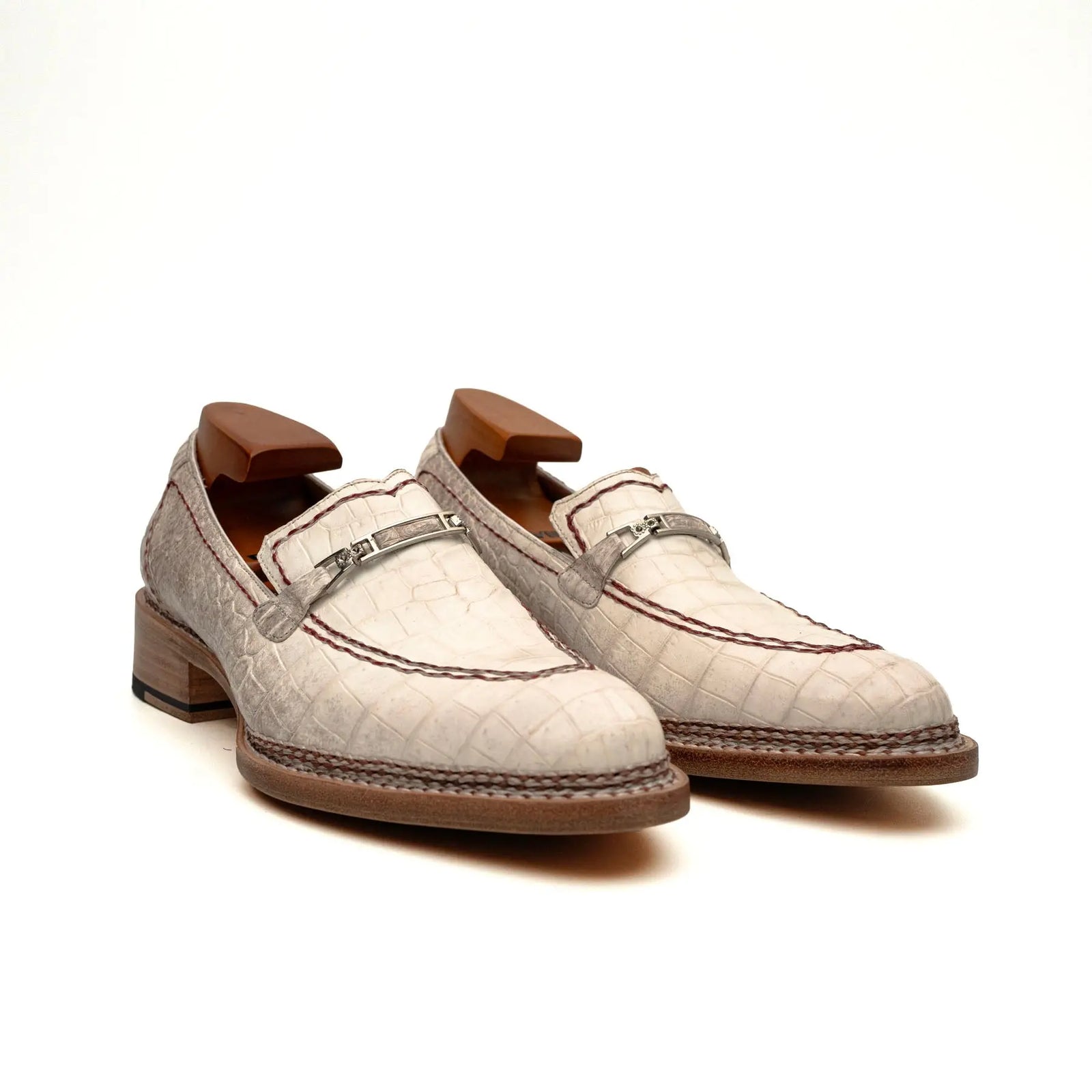 Ivory Crocodile-Textured Loafer DIVINCH