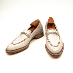 Ivory Crocodile-Textured Loafer DIVINCH