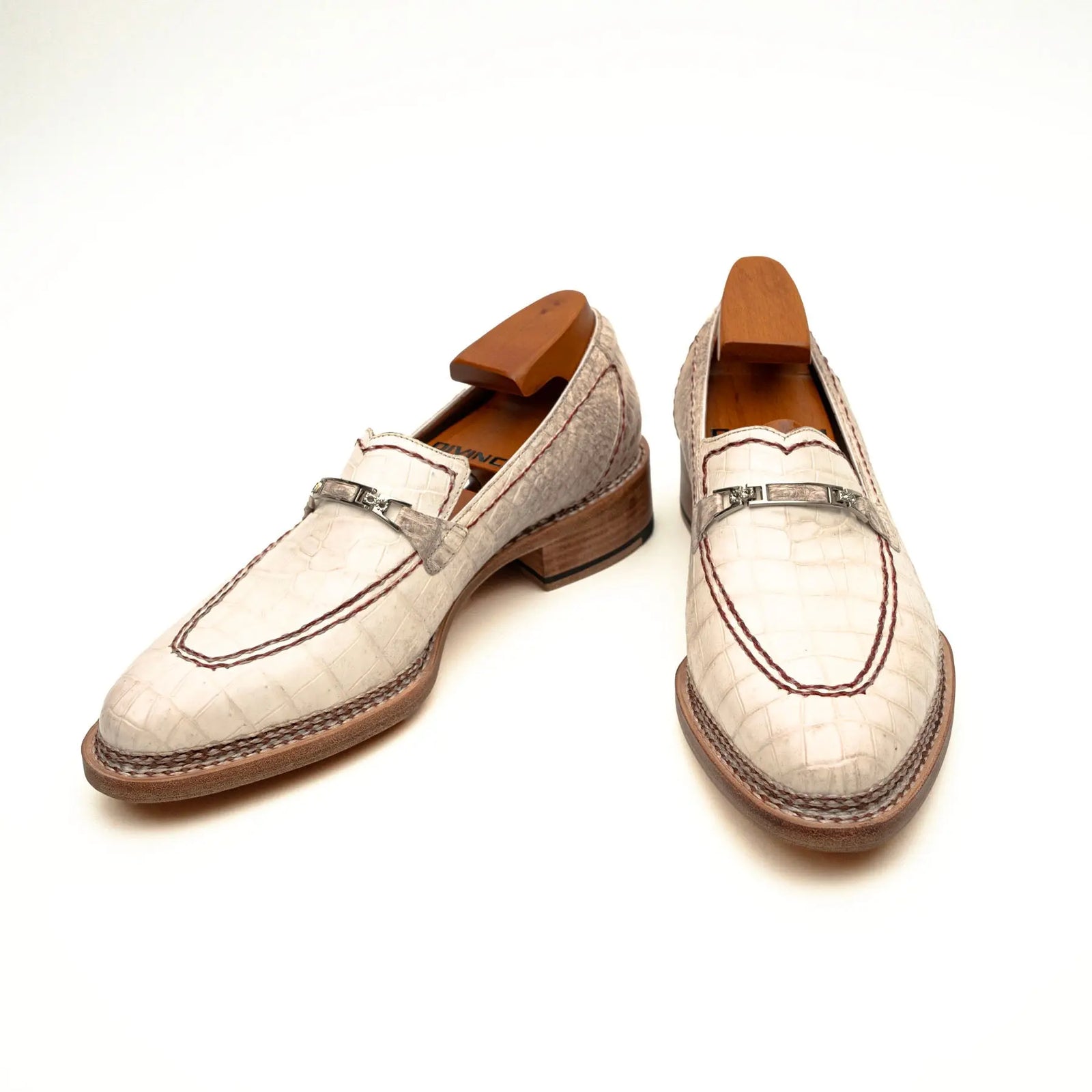 Ivory Crocodile-Textured Loafer DIVINCH