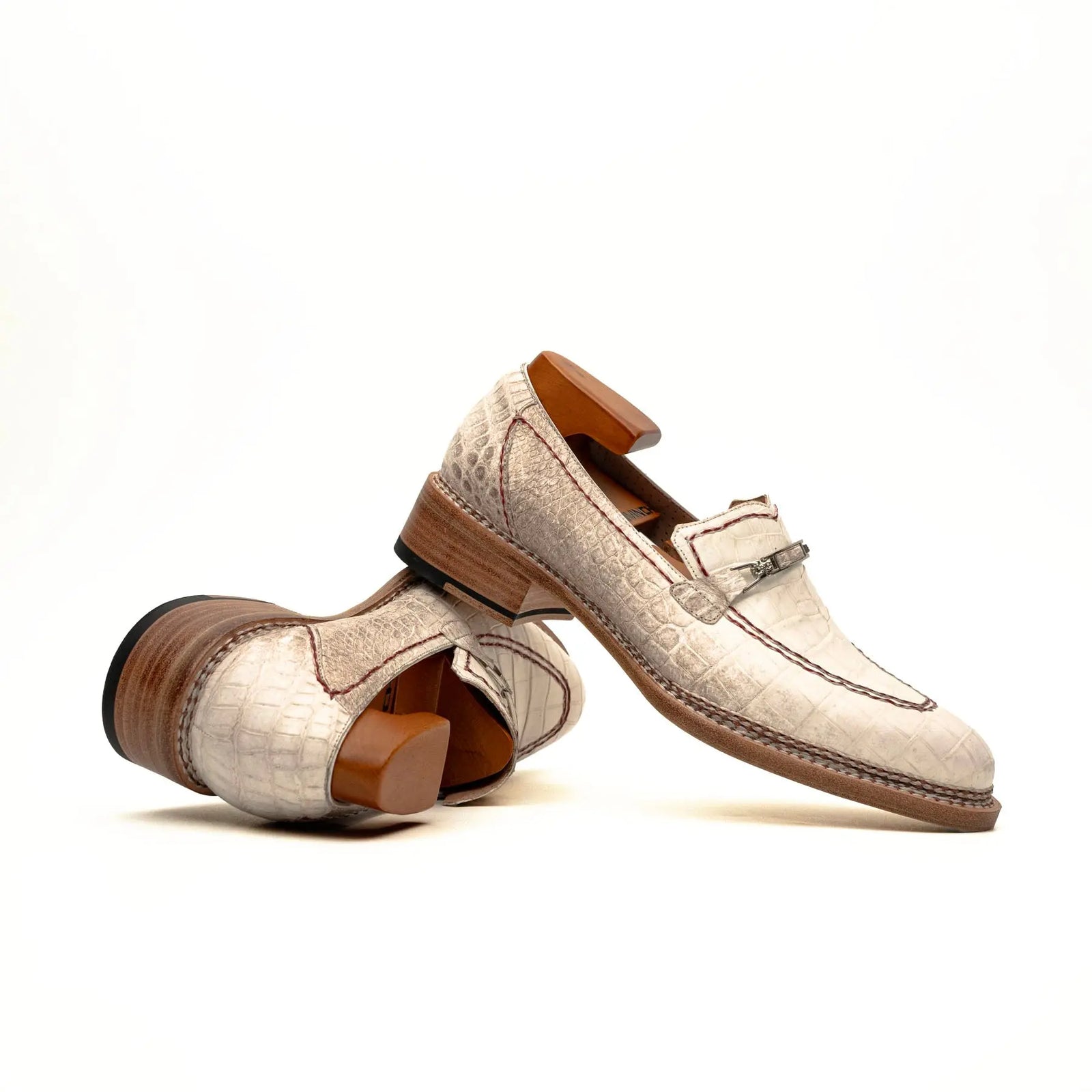 Ivory Crocodile-Textured Loafer DIVINCH
