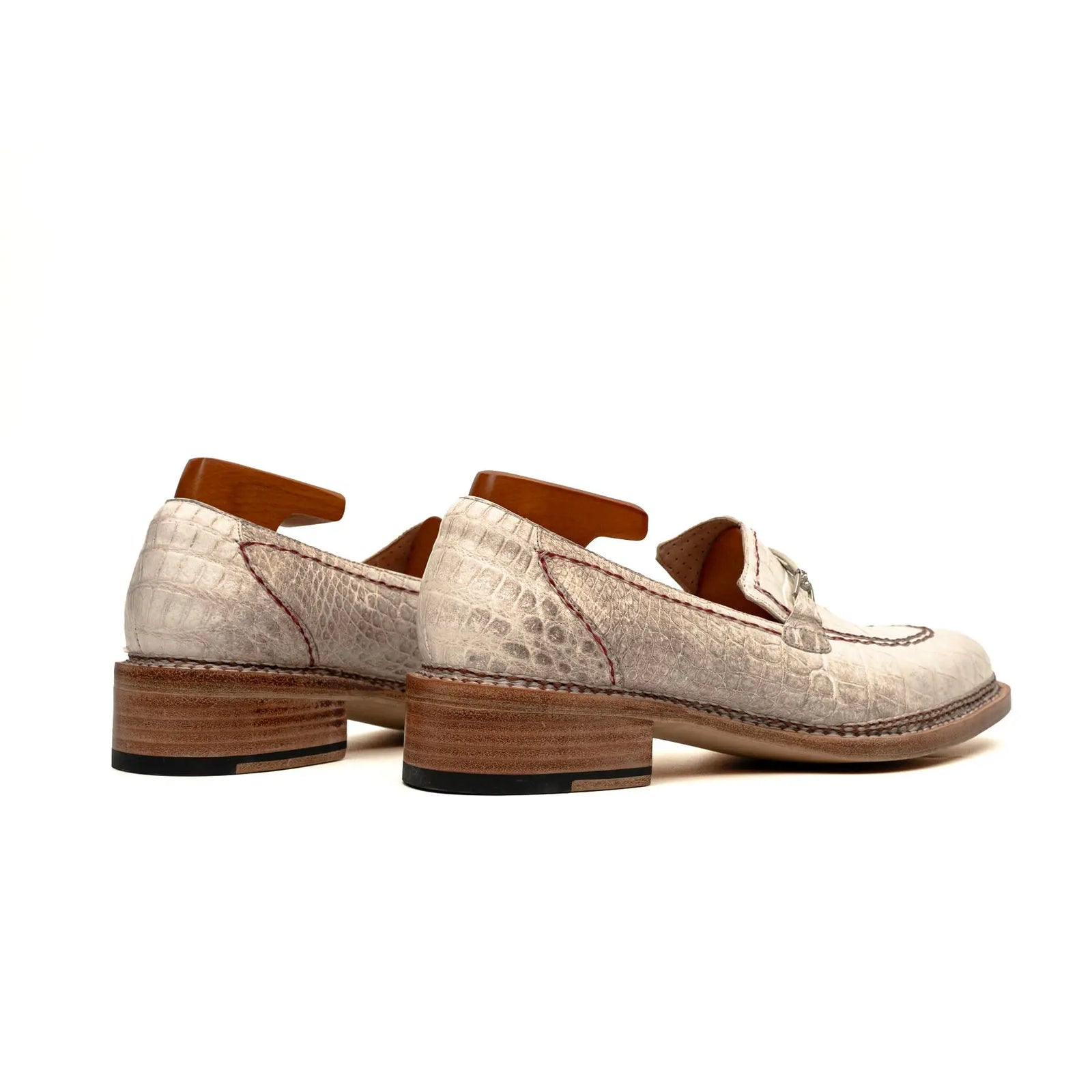 Ivory Crocodile-Textured Loafer DIVINCH