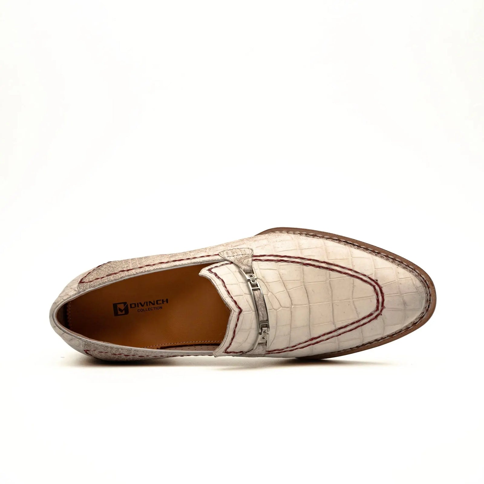 Ivory Crocodile-Textured Loafer DIVINCH