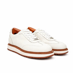 Sneakers Derby con plateau color avorio